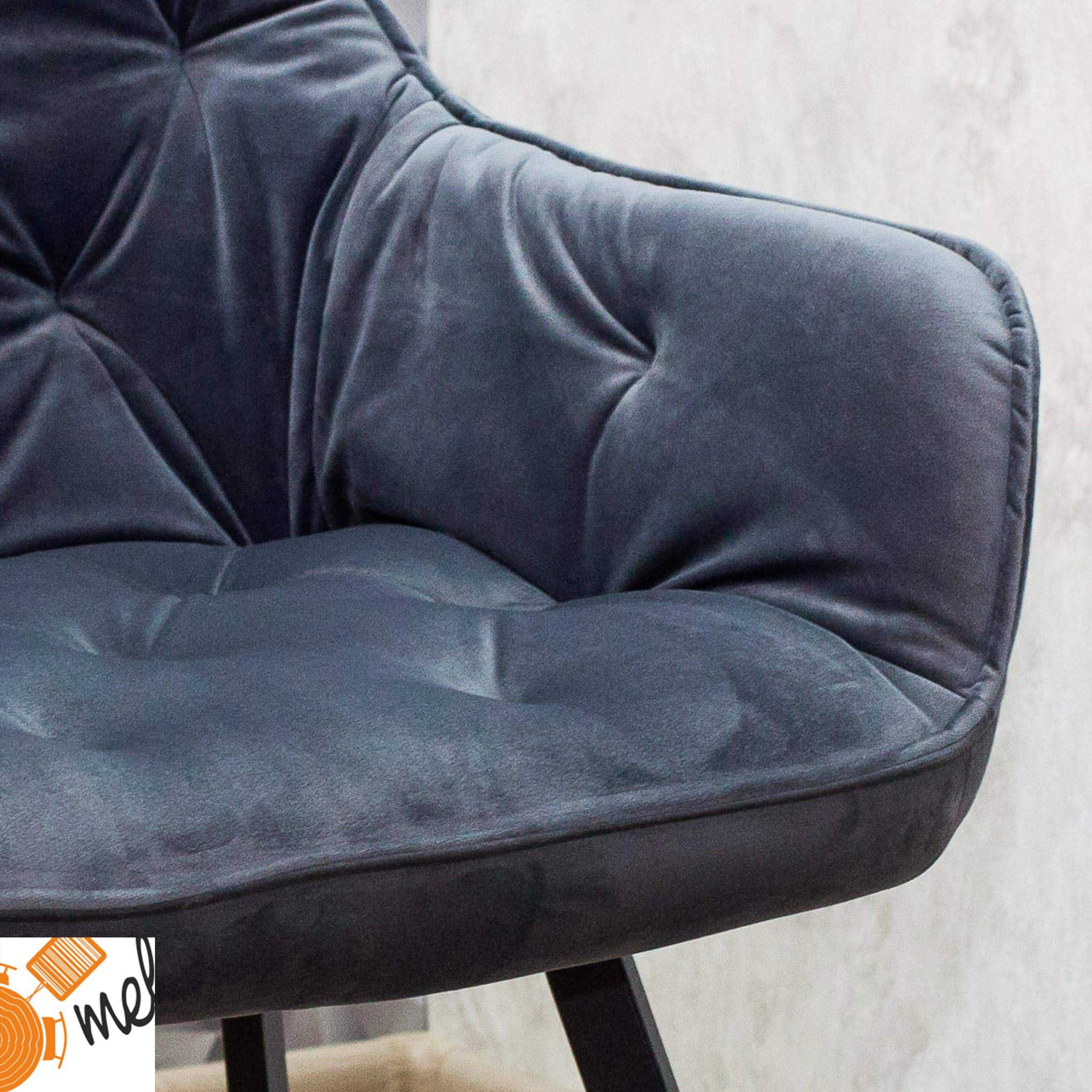 Krzesło fotelowe metalowe nogi welur szare