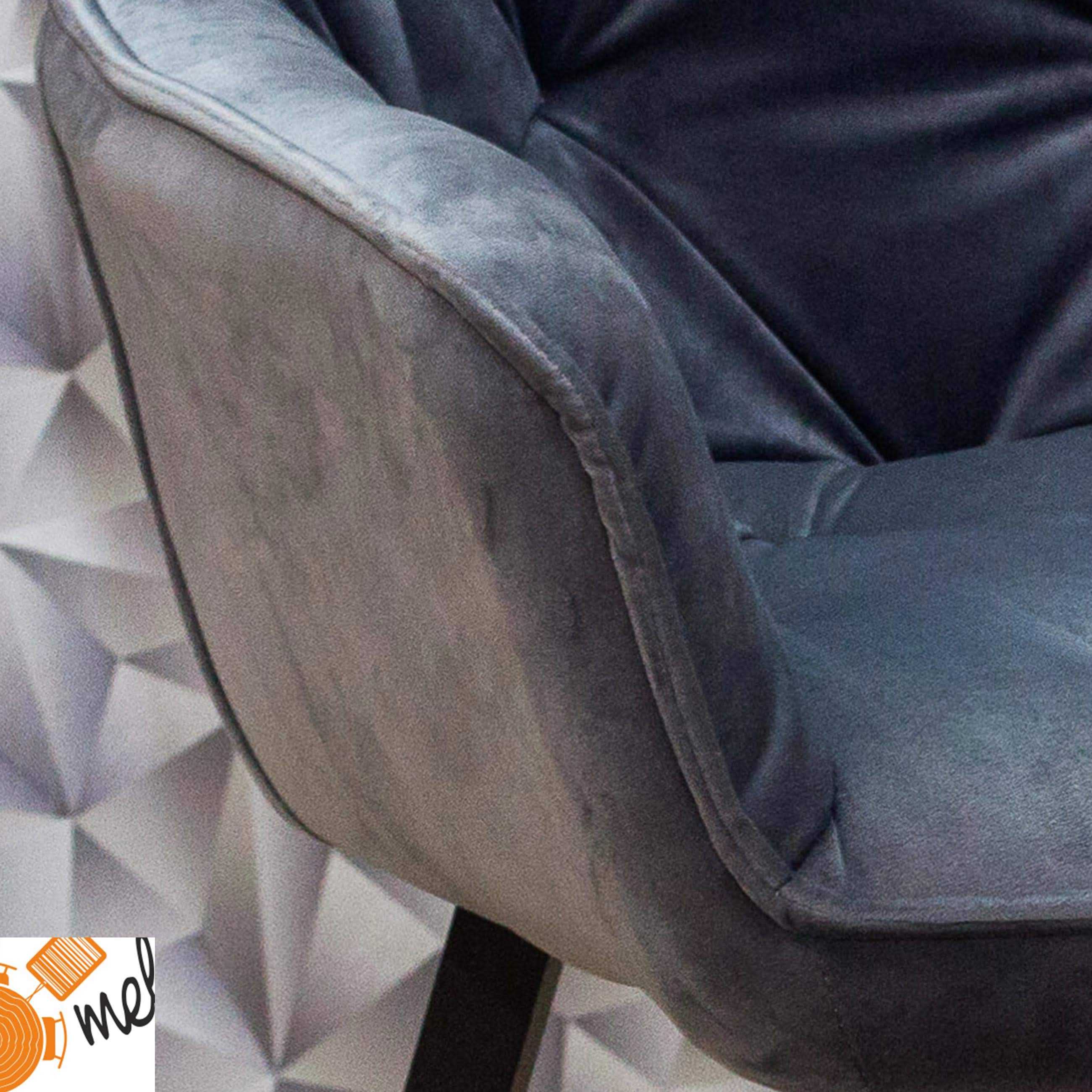 Krzesło fotelowe metalowe nogi welur szare