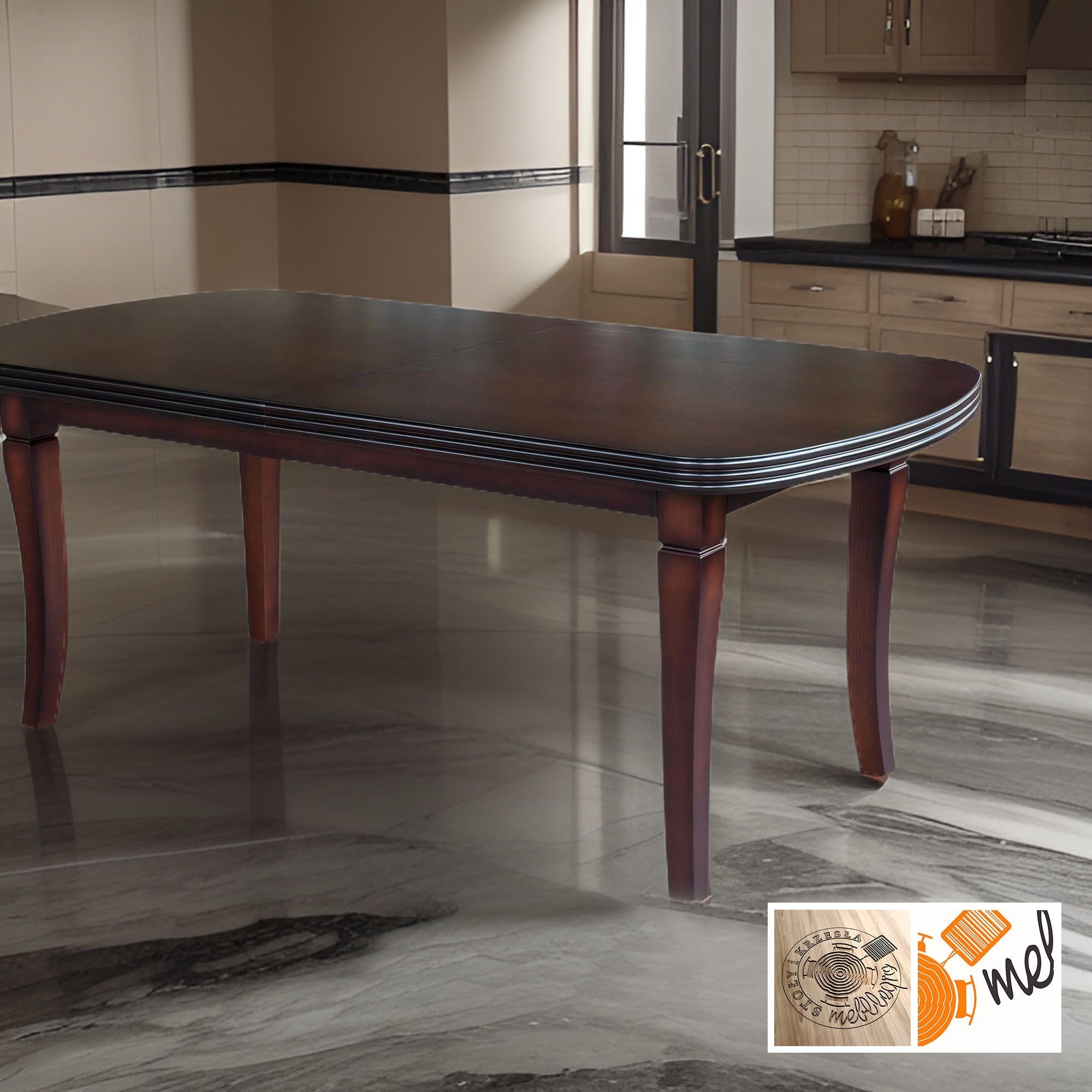 Stół rozkładany z forniru dębowego – cieniowany blat stylowy model S50 - obrazek 4