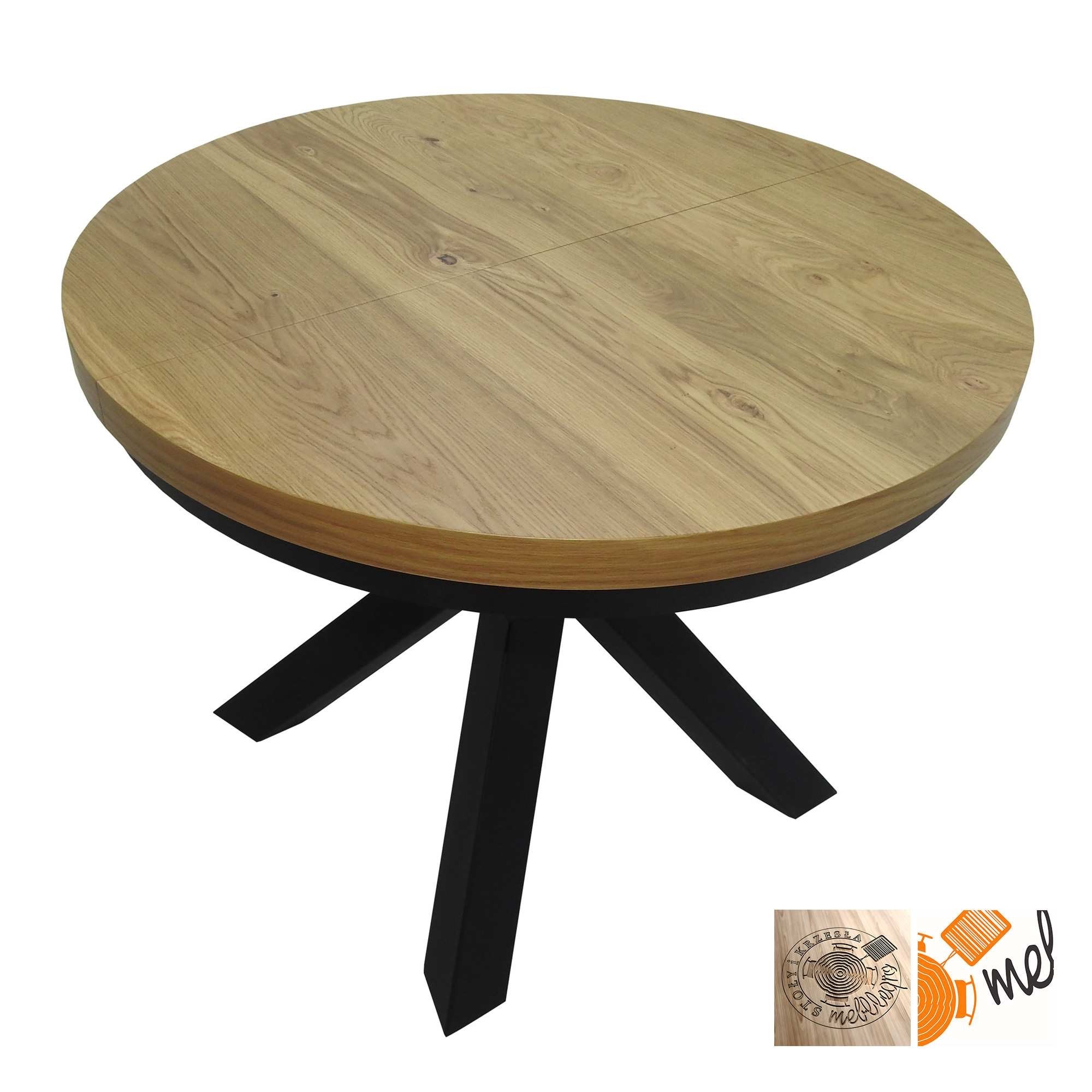 Stół okrągły loftowy z metalowymi nogami w stylu pająk