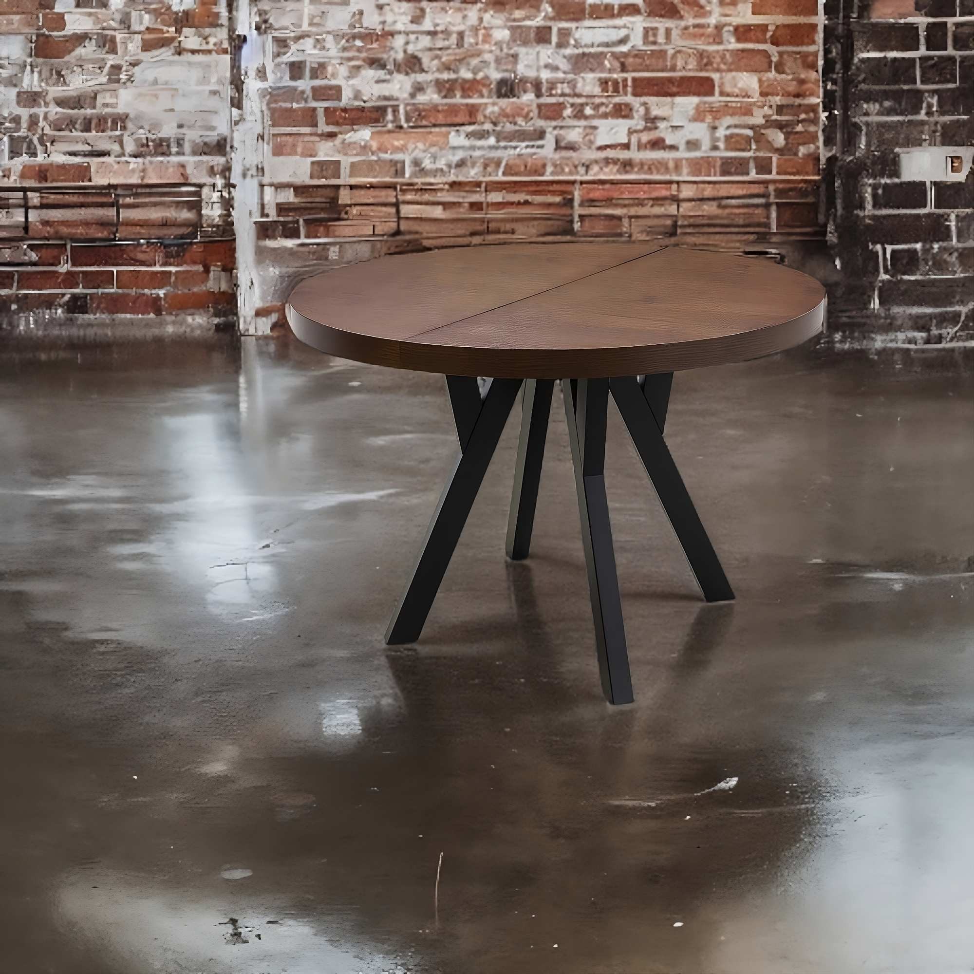 Stół rozkładany okrągły do jadalni – czarne drewniane nogi, model S33 - obrazek 3