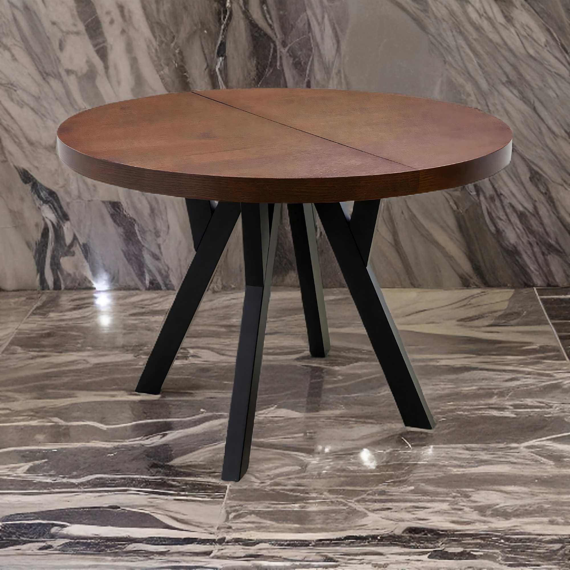 Stół rozkładany okrągły do jadalni – czarne drewniane nogi, model S33 - obrazek 4