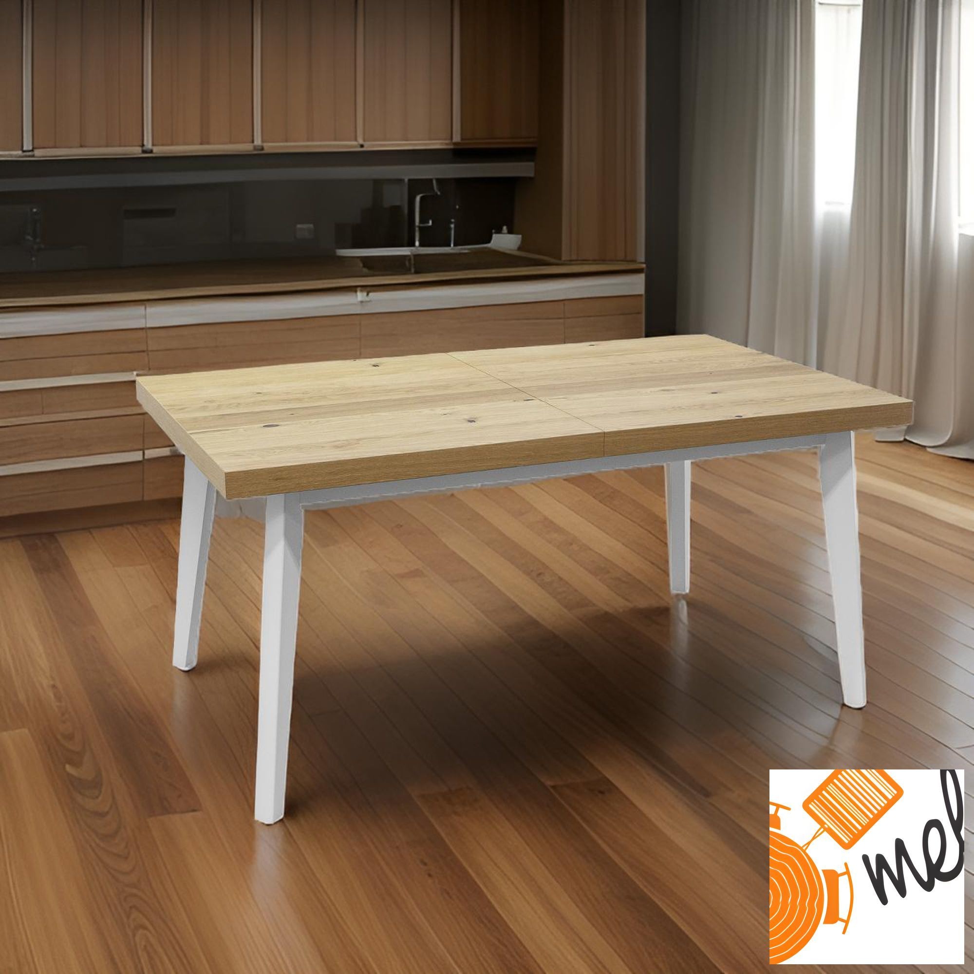 Stół skandynawski rozkładany do jadalni – prostokątny blat, nogi drewniane skośne S67 - obrazek 4