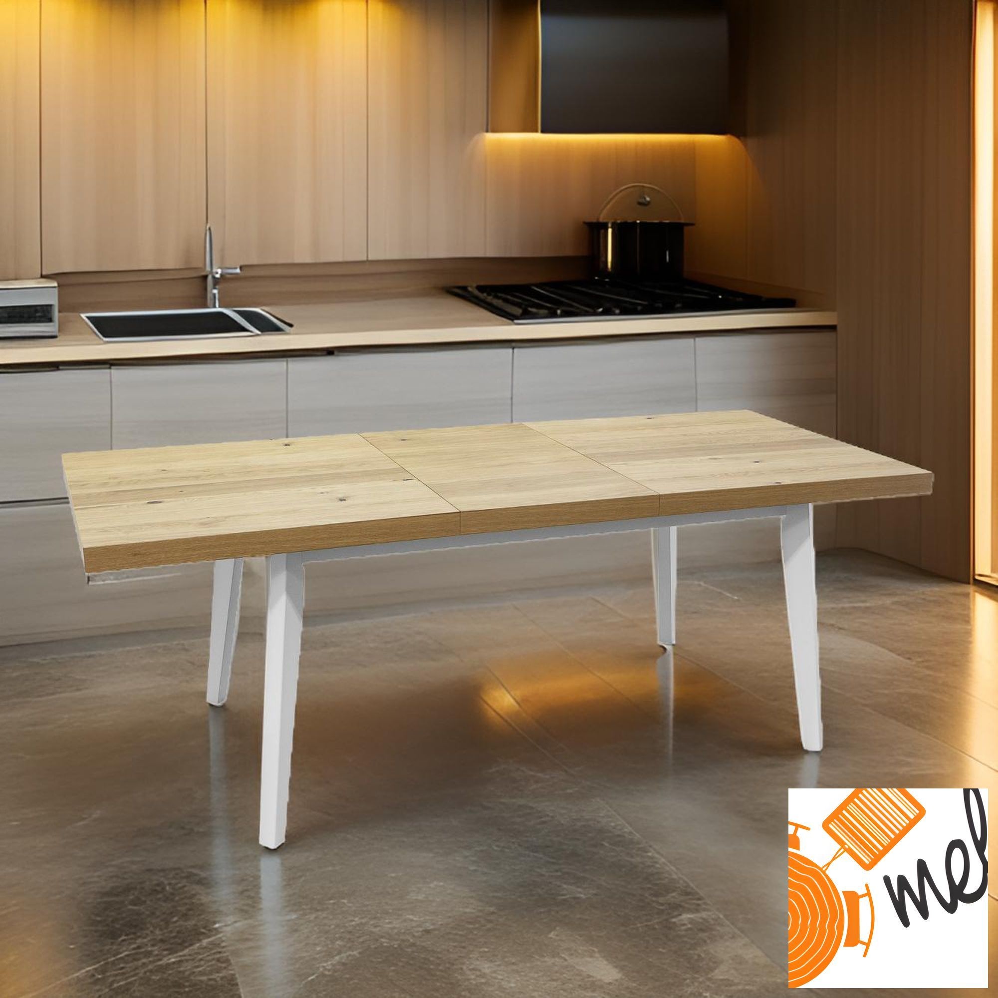 Stół skandynawski rozkładany do jadalni – prostokątny blat, nogi drewniane skośne S67 - obrazek 5