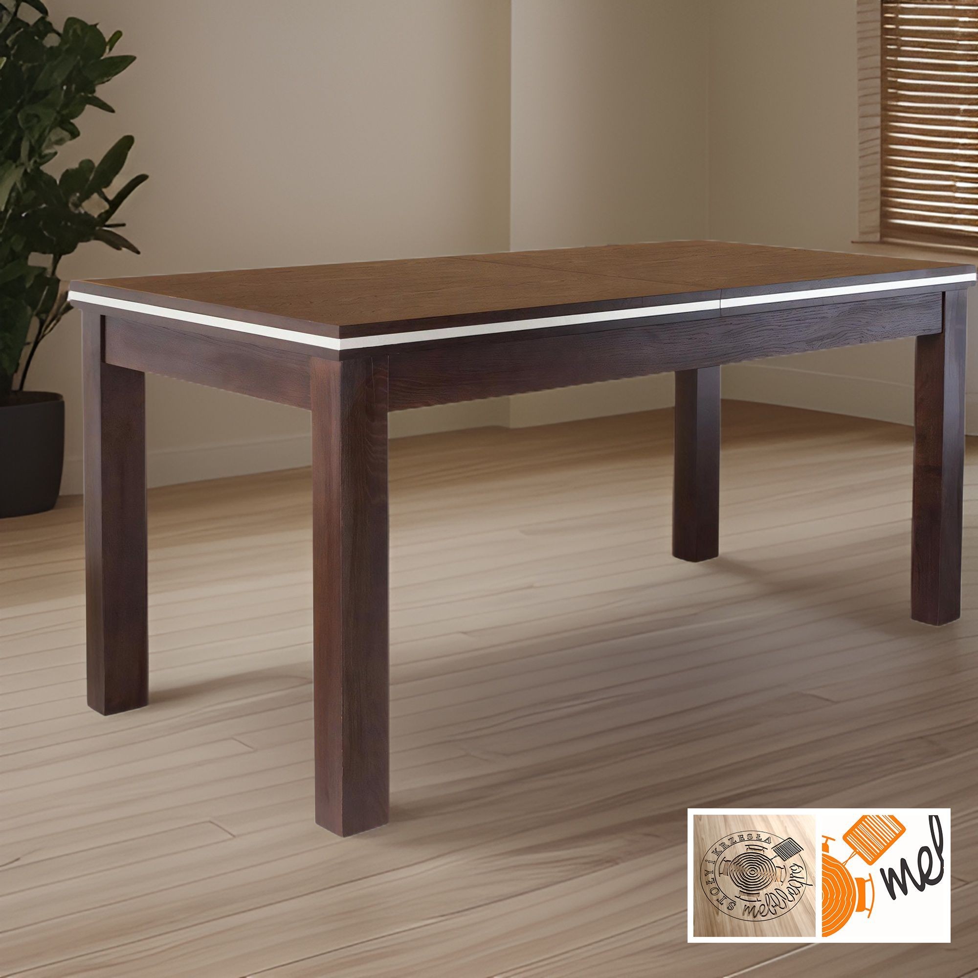 Stół rozkładany prostokątny z blatem i aluminiową wstawką – model S19 - obrazek 3