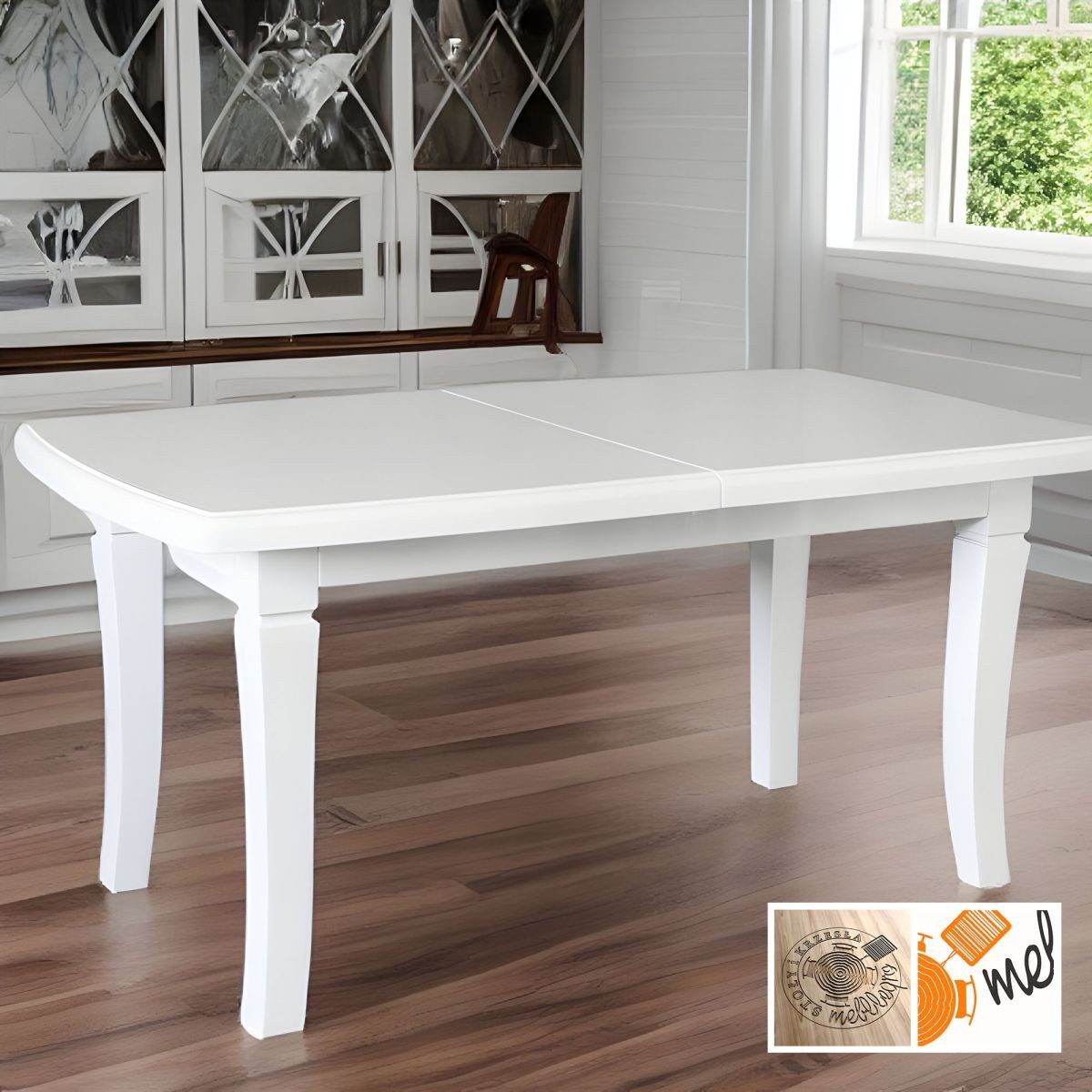 Biały stół rozkładany do jadalni – stylowy model S16 z gładkim blatem - obrazek 2