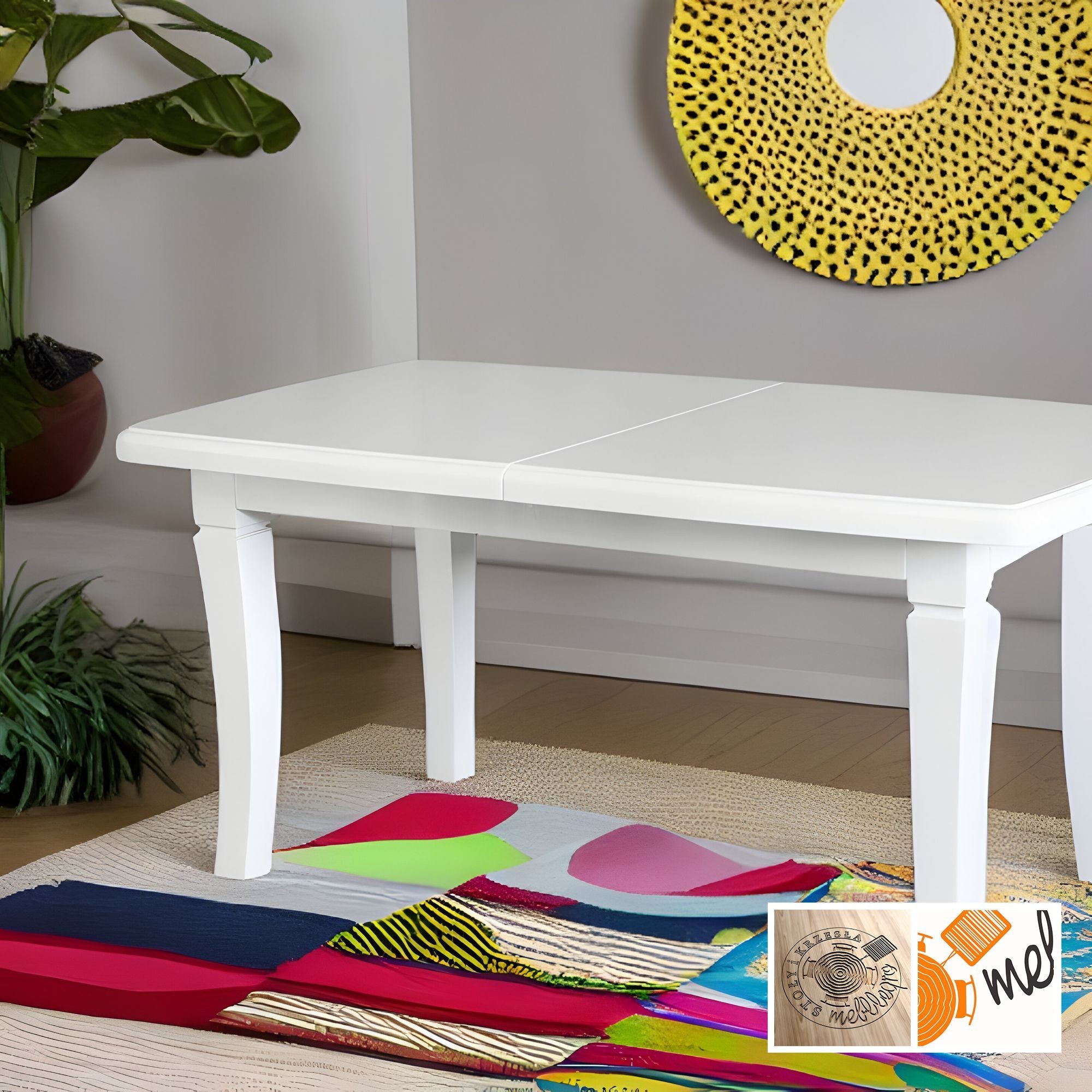 Biały stół rozkładany do jadalni – stylowy model S16 z gładkim blatem - obrazek 3