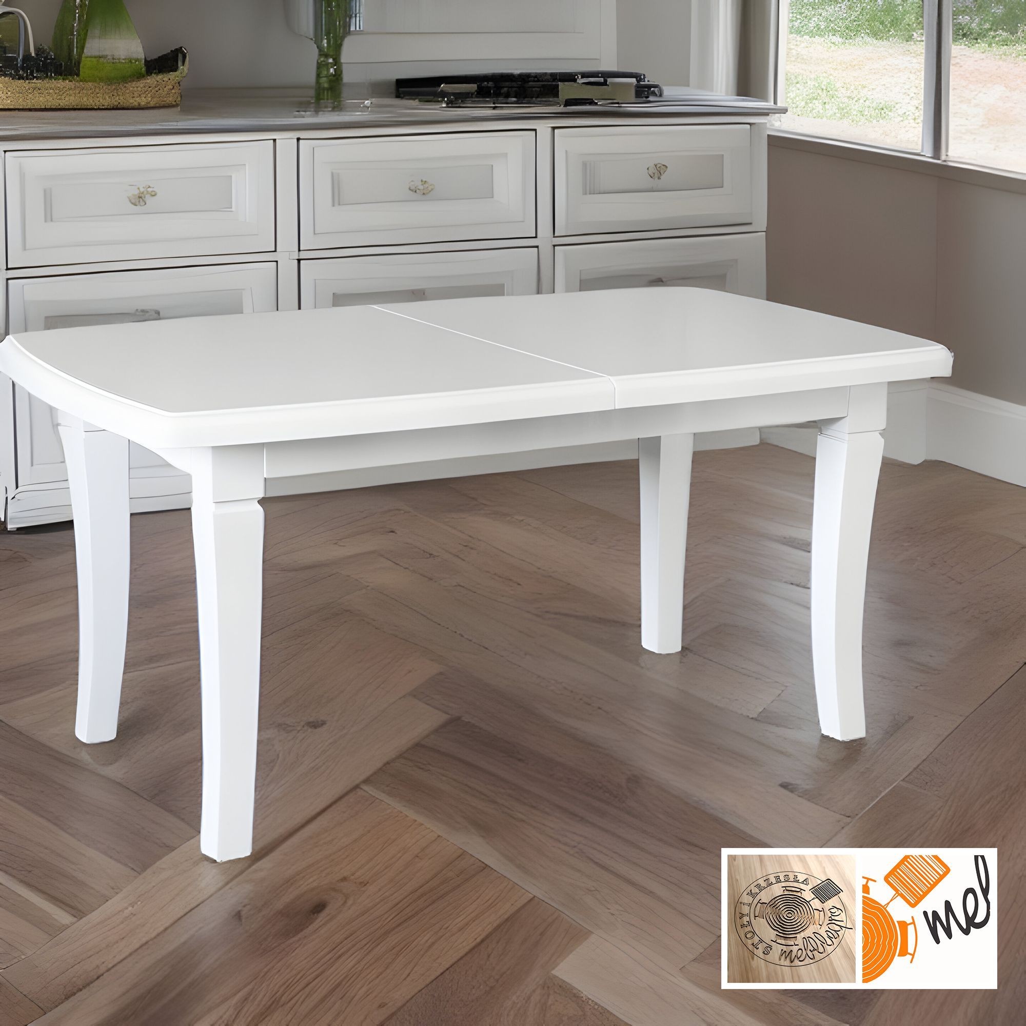Biały stół rozkładany do jadalni – stylowy model S16 z gładkim blatem - obrazek 5