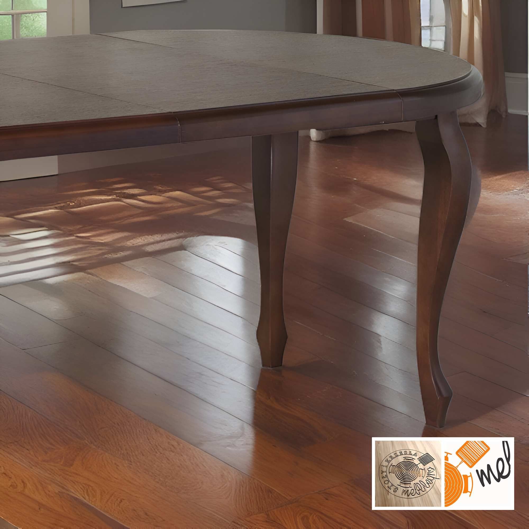 Klasyczny stół okrągły rozkładany Ludwik – fornir dębowy, model S14 - obrazek 4