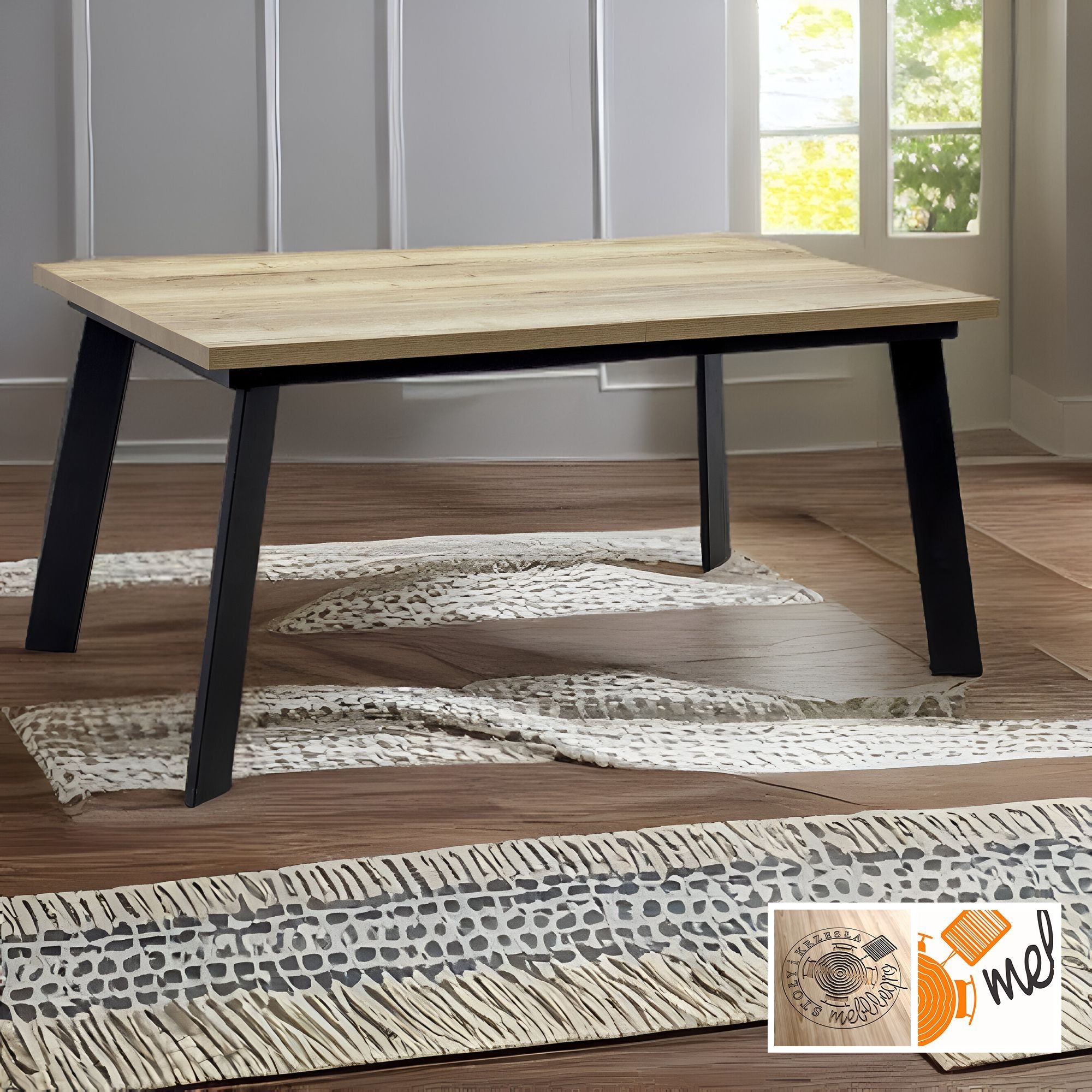 Loftowy stół rozkładany do jadalni – metalowe nogi pod kątem model S48 - obrazek 3