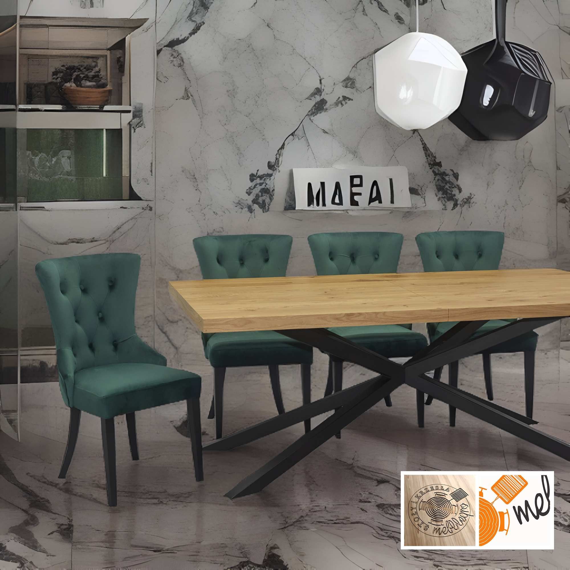 Stół Pająk i Krzesła Pikowane Z21 Industrialny Loft - obrazek 4