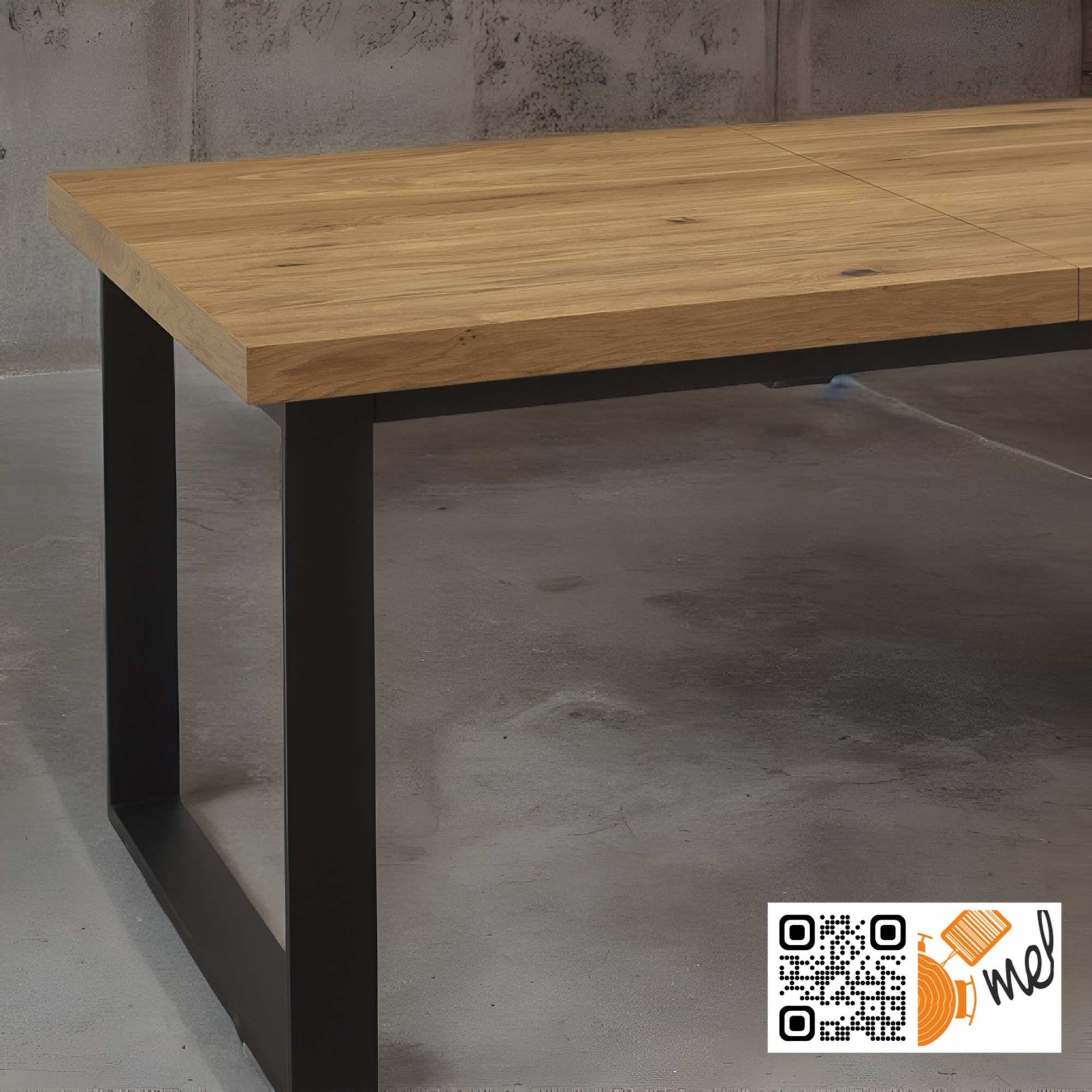 Nowoczesny stół loftowy rozkładany do jadalni – metalowa noga typu U - obrazek 3