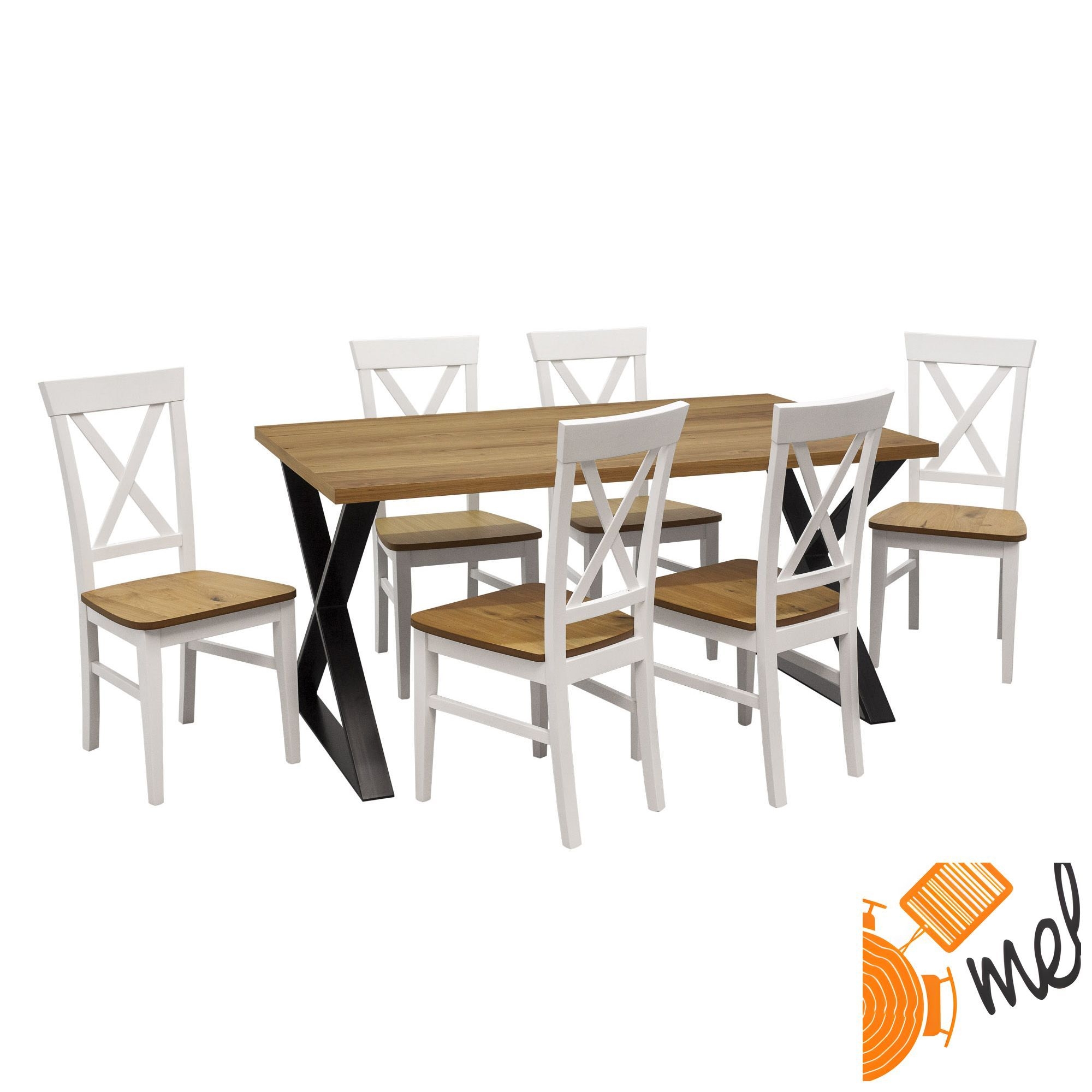 Rozkładany Stół z Krzesłami Z43 Drewniano Metalowy