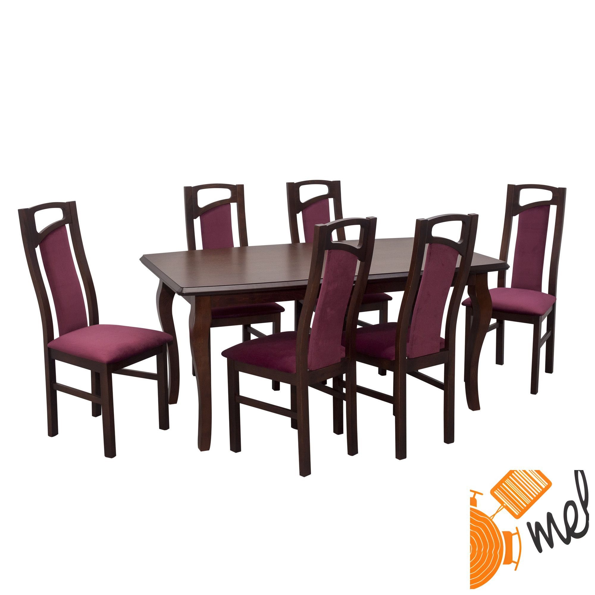 Prostokątny stół rozkładany Z42 z drewnianymi krzesłami