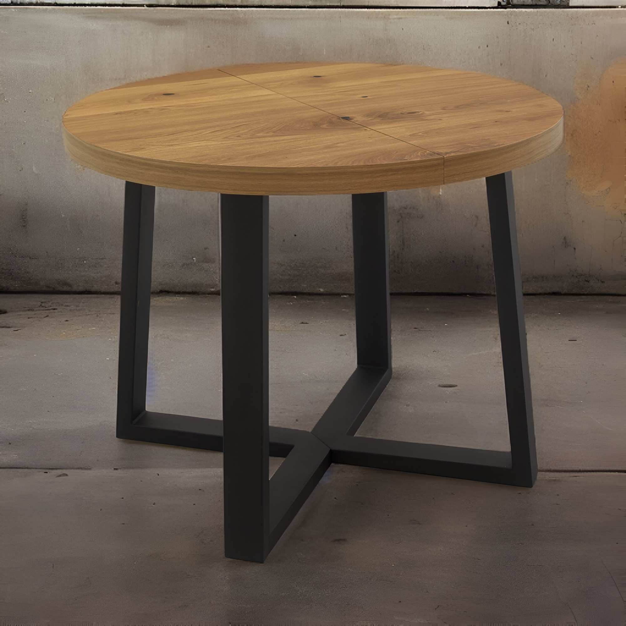 Okrągły stół rozkładany loftowy z metalowymi nogami – model S42 - obrazek 2