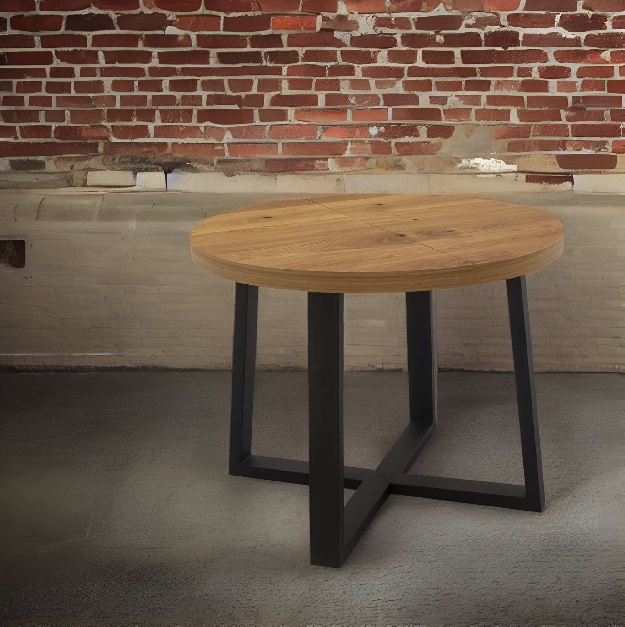 Okrągły stół rozkładany loftowy z metalowymi nogami – model S42 - obrazek 3