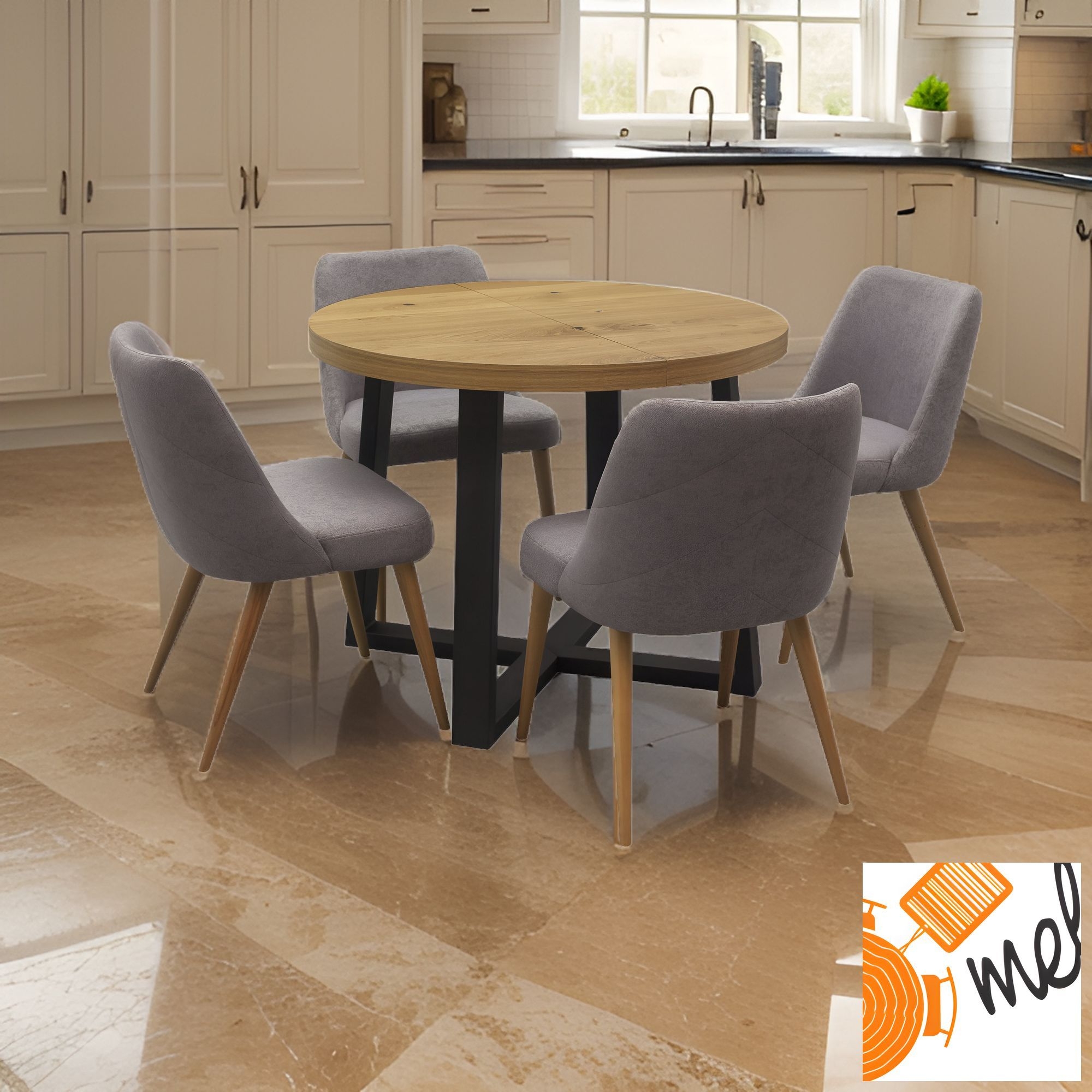 Okrągły Stół Z Krzesłami Z39 Loftowy Rozkładany - obrazek 2