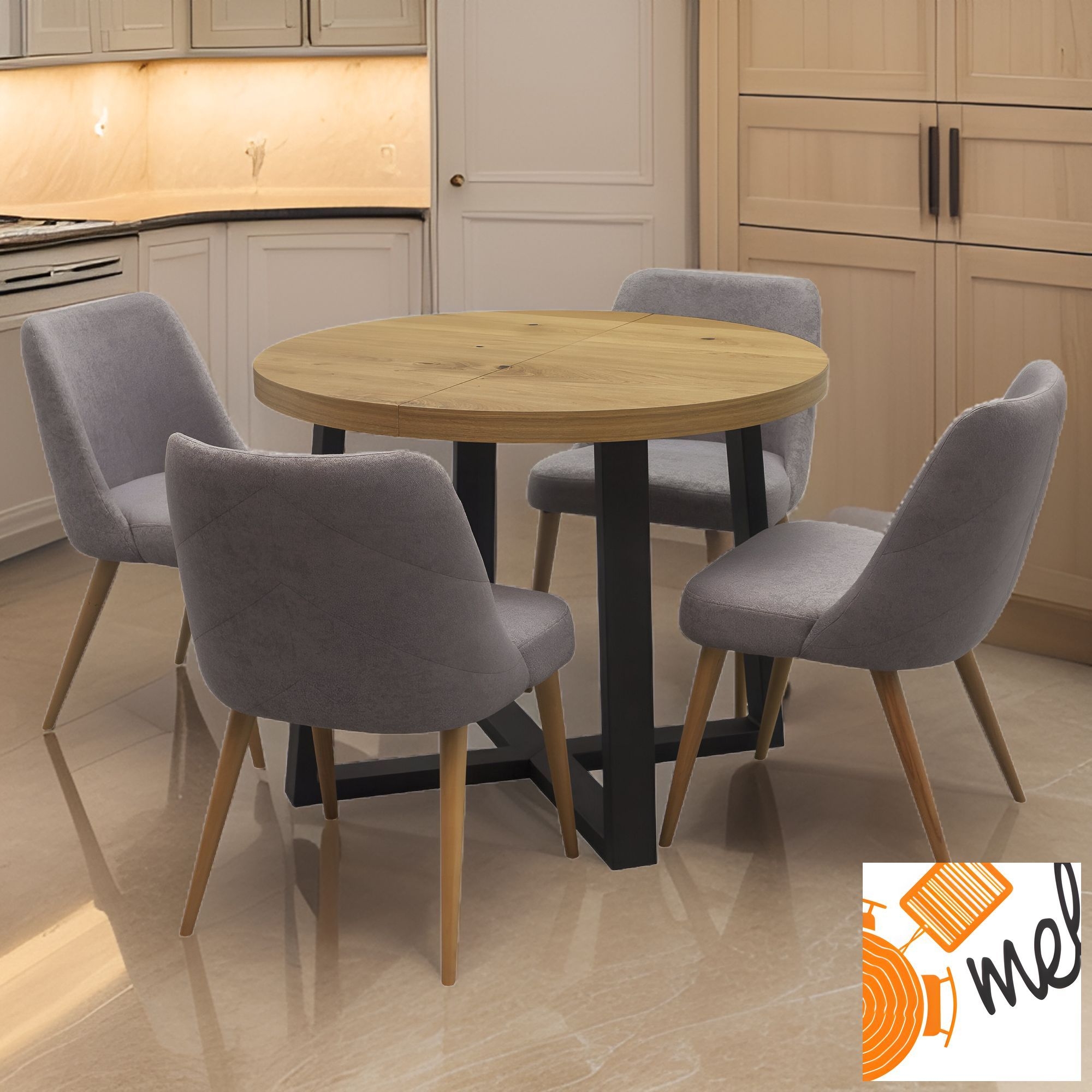 Okrągły Stół Z Krzesłami Z39 Loftowy Rozkładany - obrazek 3