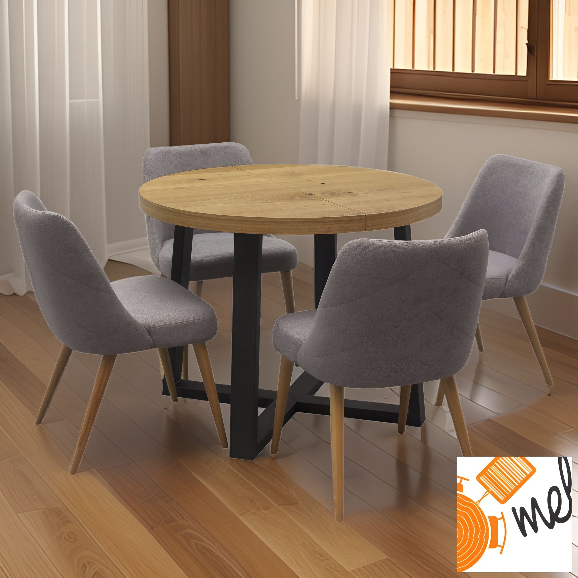 Okrągły Stół Z Krzesłami Z39 Loftowy Rozkładany - obrazek 4