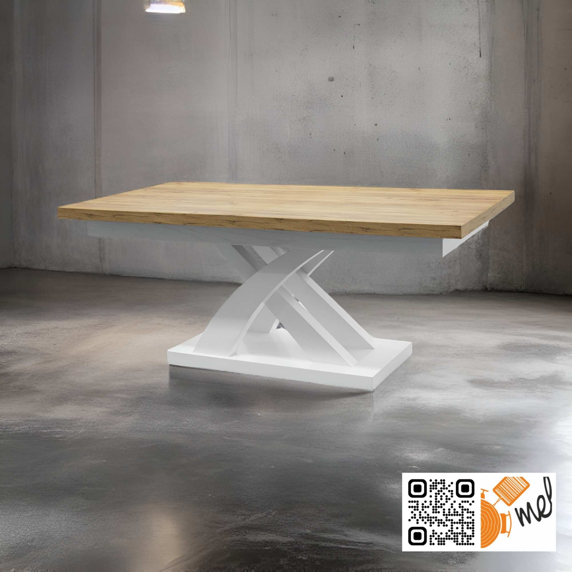 Stół rozkładany nowoczesny z nogą X – model S29 z drewnianą podstawą - obrazek 2