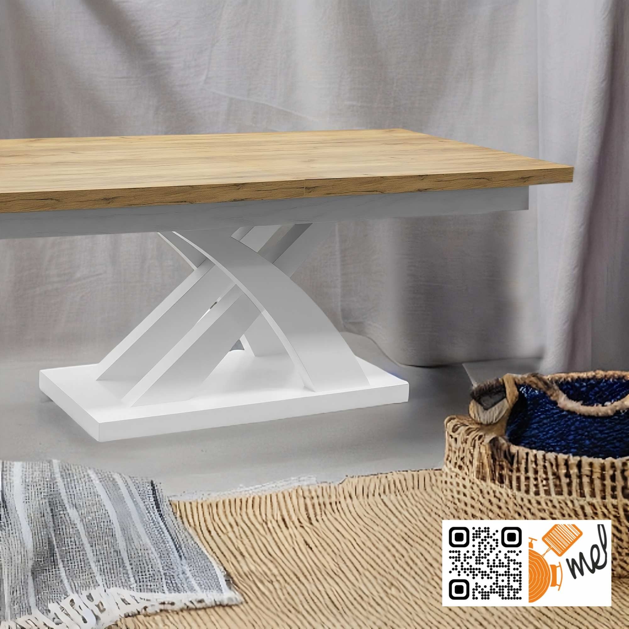 Stół rozkładany nowoczesny z nogą X – model S29 z drewnianą podstawą - obrazek 3