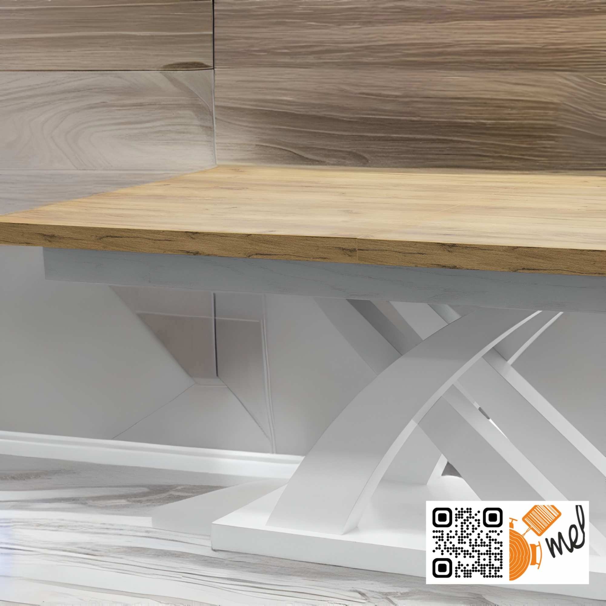 Stół rozkładany nowoczesny z nogą X – model S29 z drewnianą podstawą - obrazek 4