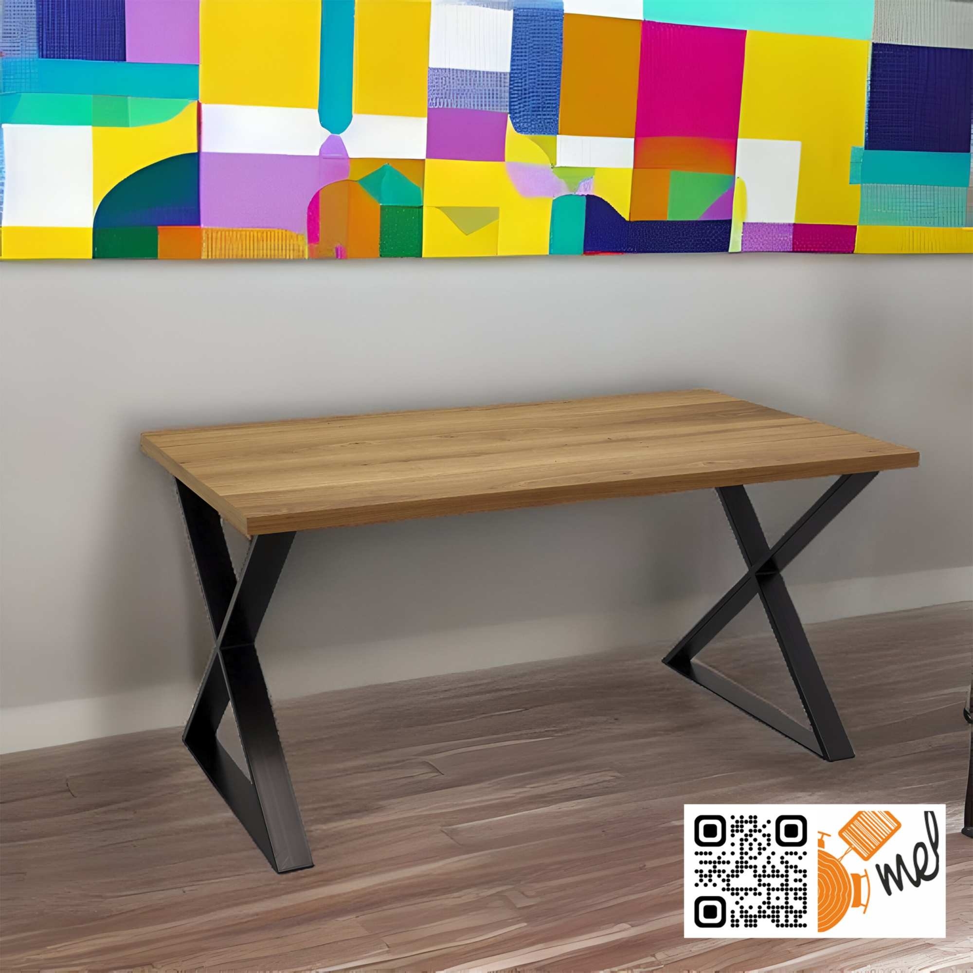 Stół biurko loftowe z nogą X – industrialny styl model S46 - obrazek 4