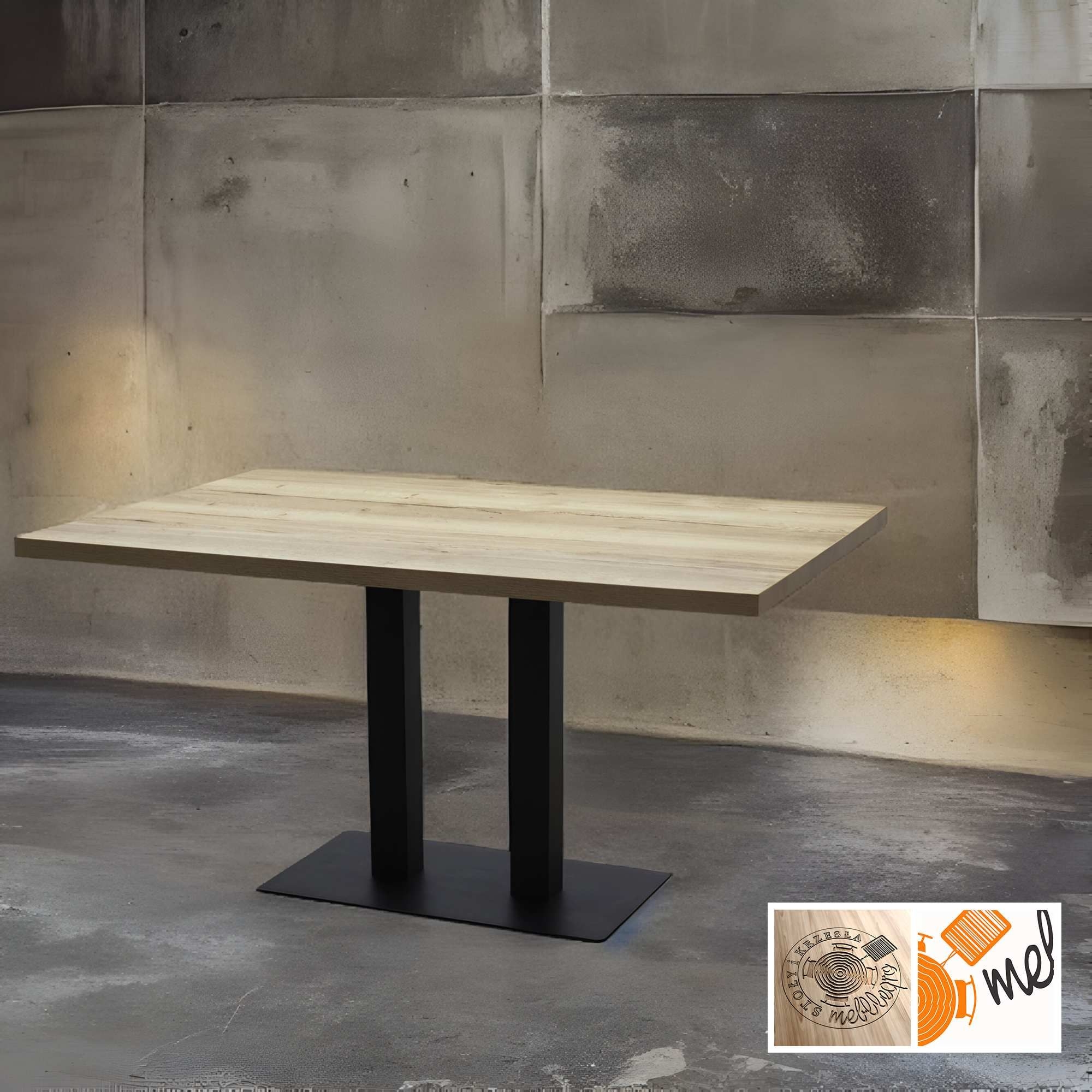 Industrialny stół loftowy do hotelu – metalowa podstawa model S47 - obrazek 2