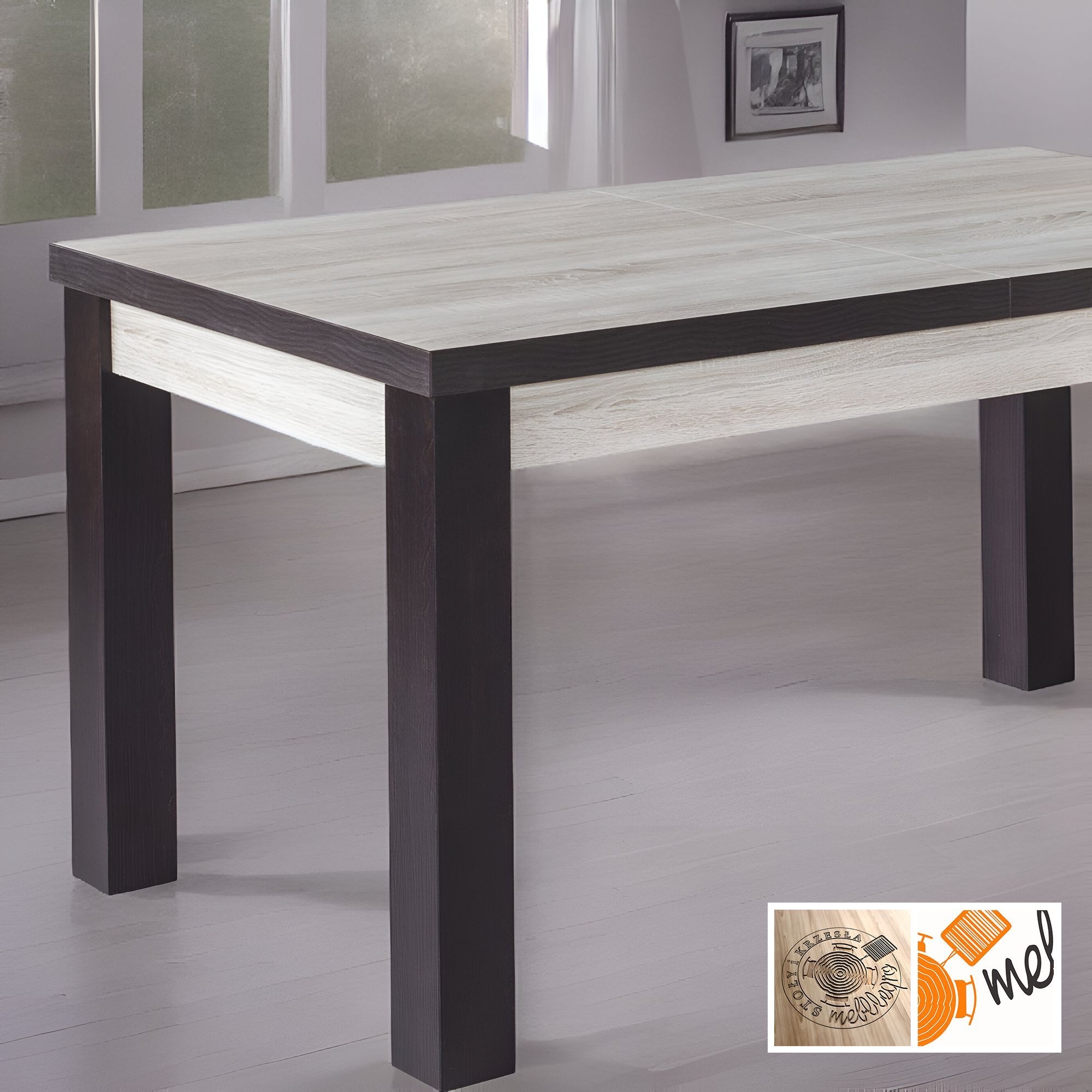 Stół rozkładany laminowany do kuchni – dwukolorowy blat, model S51 - obrazek 4