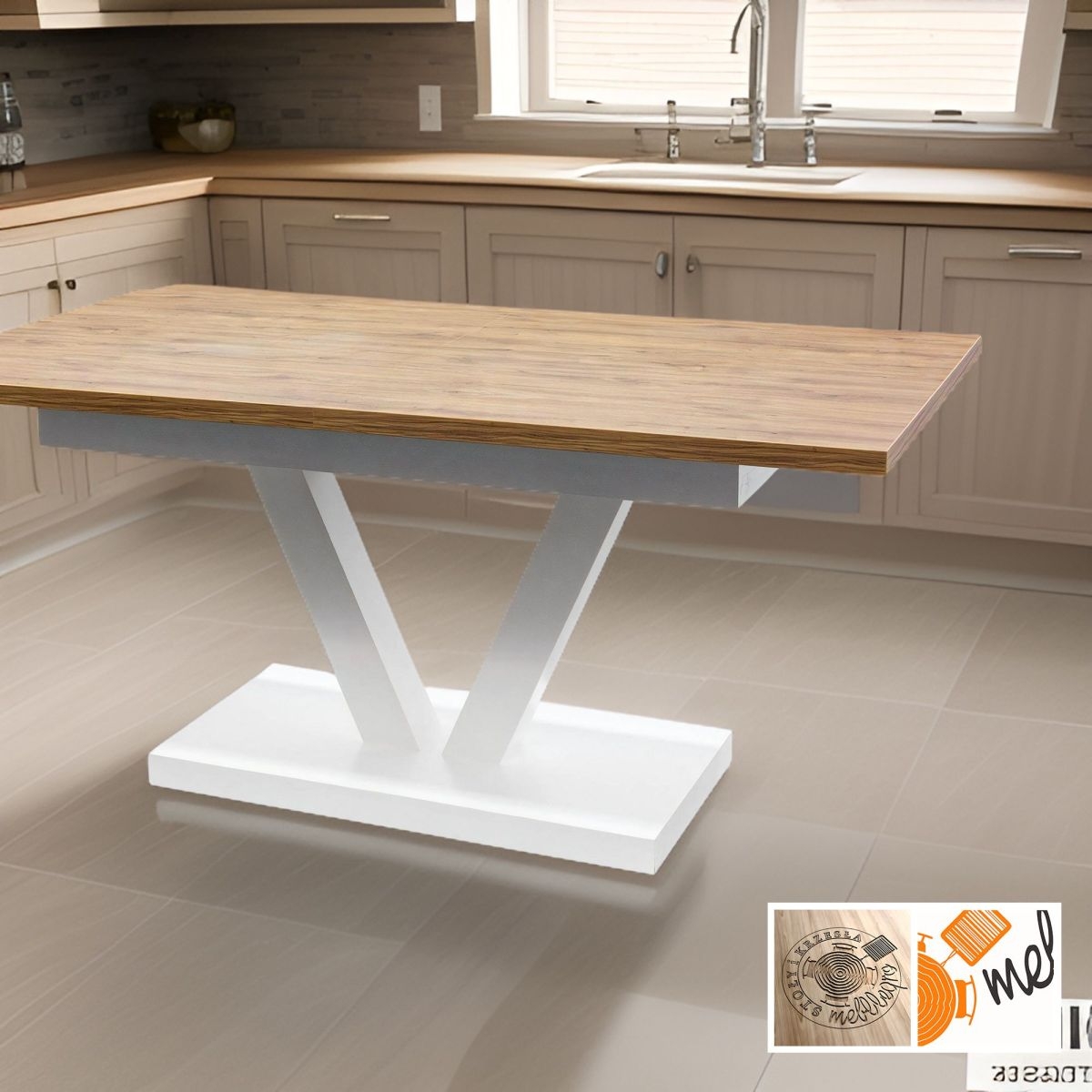 Nowoczesny stół rozkładany loftowy z nogą w kształcie V – S52 do jadalni - obrazek 2