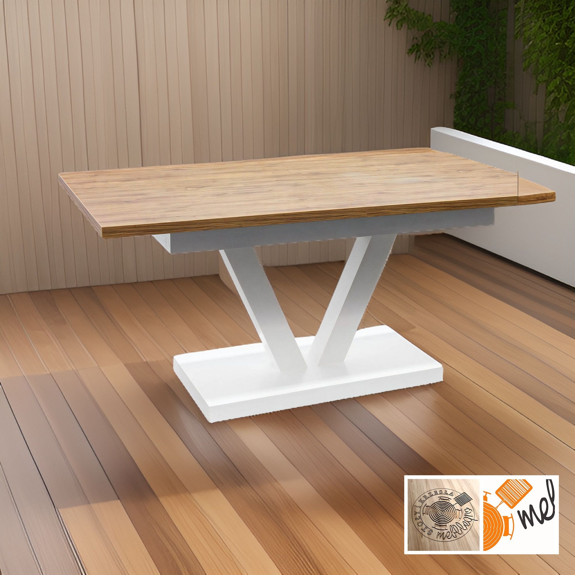 Nowoczesny stół rozkładany loftowy z nogą w kształcie V – S52 do jadalni - obrazek 3