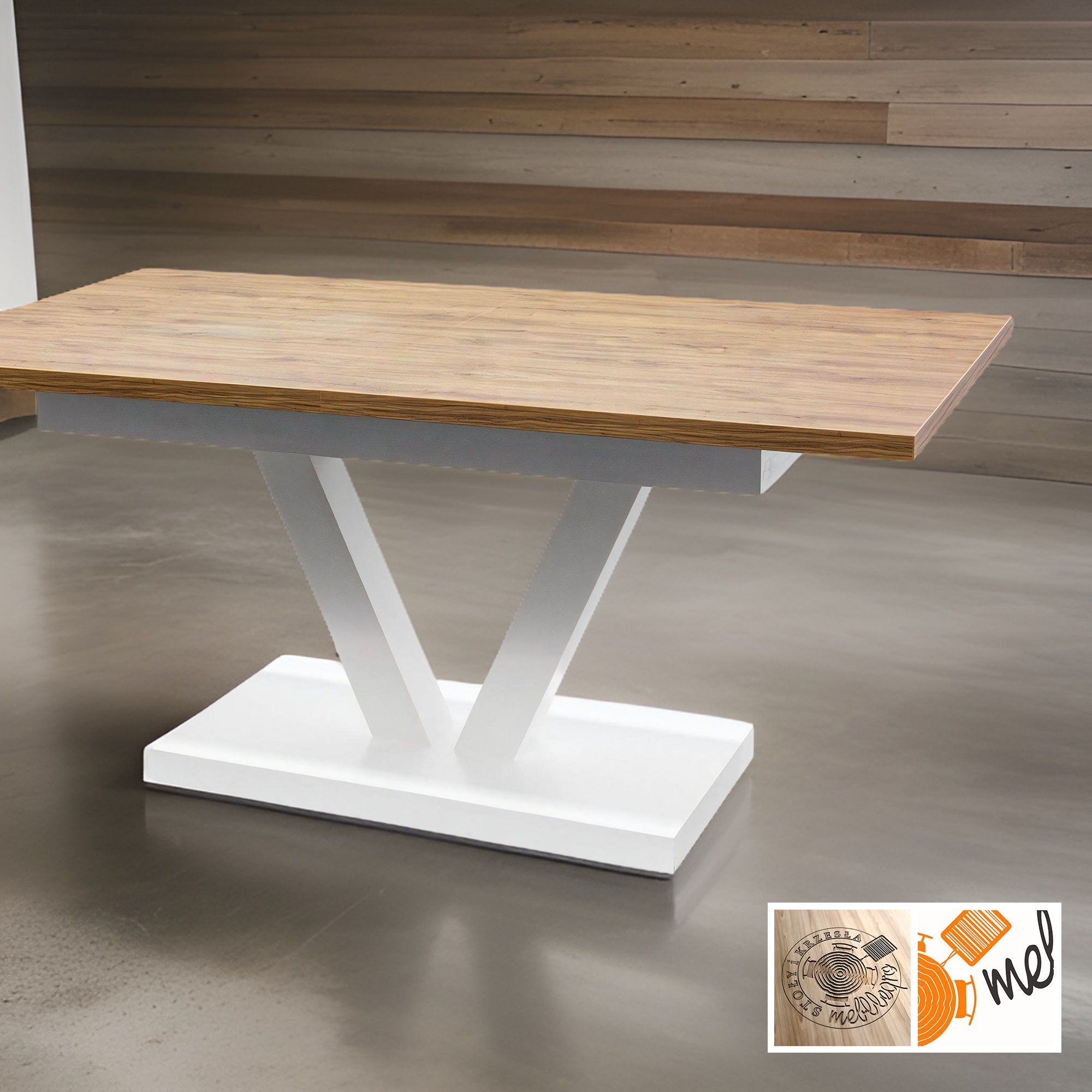 Nowoczesny stół rozkładany loftowy z nogą w kształcie V – S52 do jadalni - obrazek 5