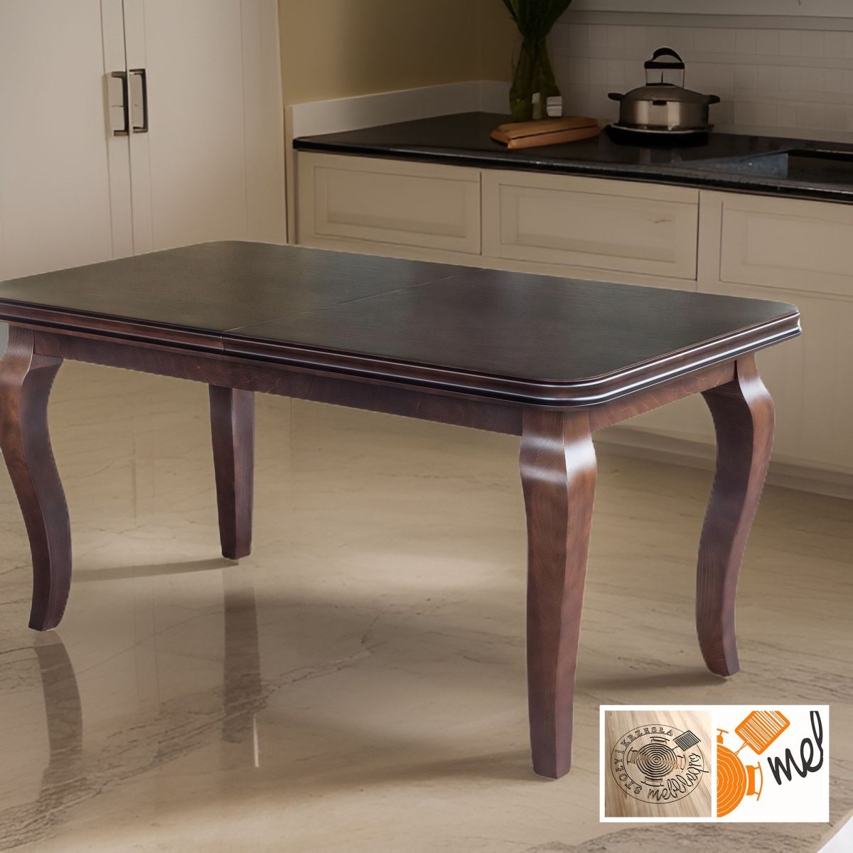 Stylowy stół rozkładany S54 drewniany zaowalony - obrazek 2