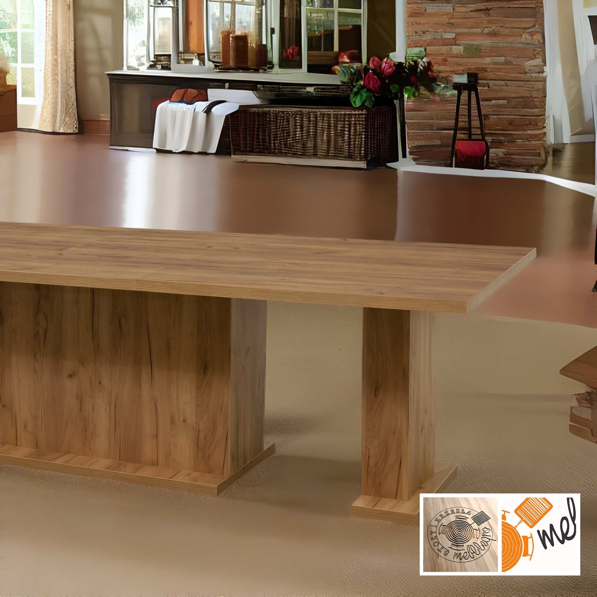 Duży stół rozkładany prostokątny z centralną podstawą – GIGANT XXL model S57 - obrazek 4