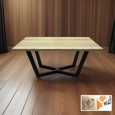 Stół rozkładany prostokątny loftowy z metalową nogą typu V – model S66 - obrazek 2