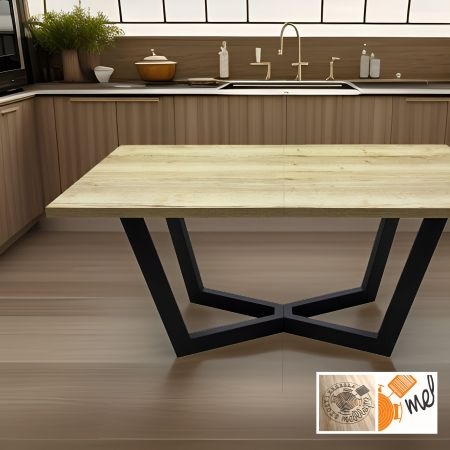 Stół rozkładany prostokątny loftowy z metalową nogą typu V – model S66 - obrazek 3