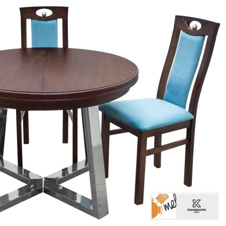 Stół okrągły rozkładany metalowe nogi Z31 krzesła tapicerowane