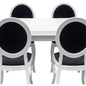 Biały stół z krzesłami Z29 rozkładany w stylu glamour