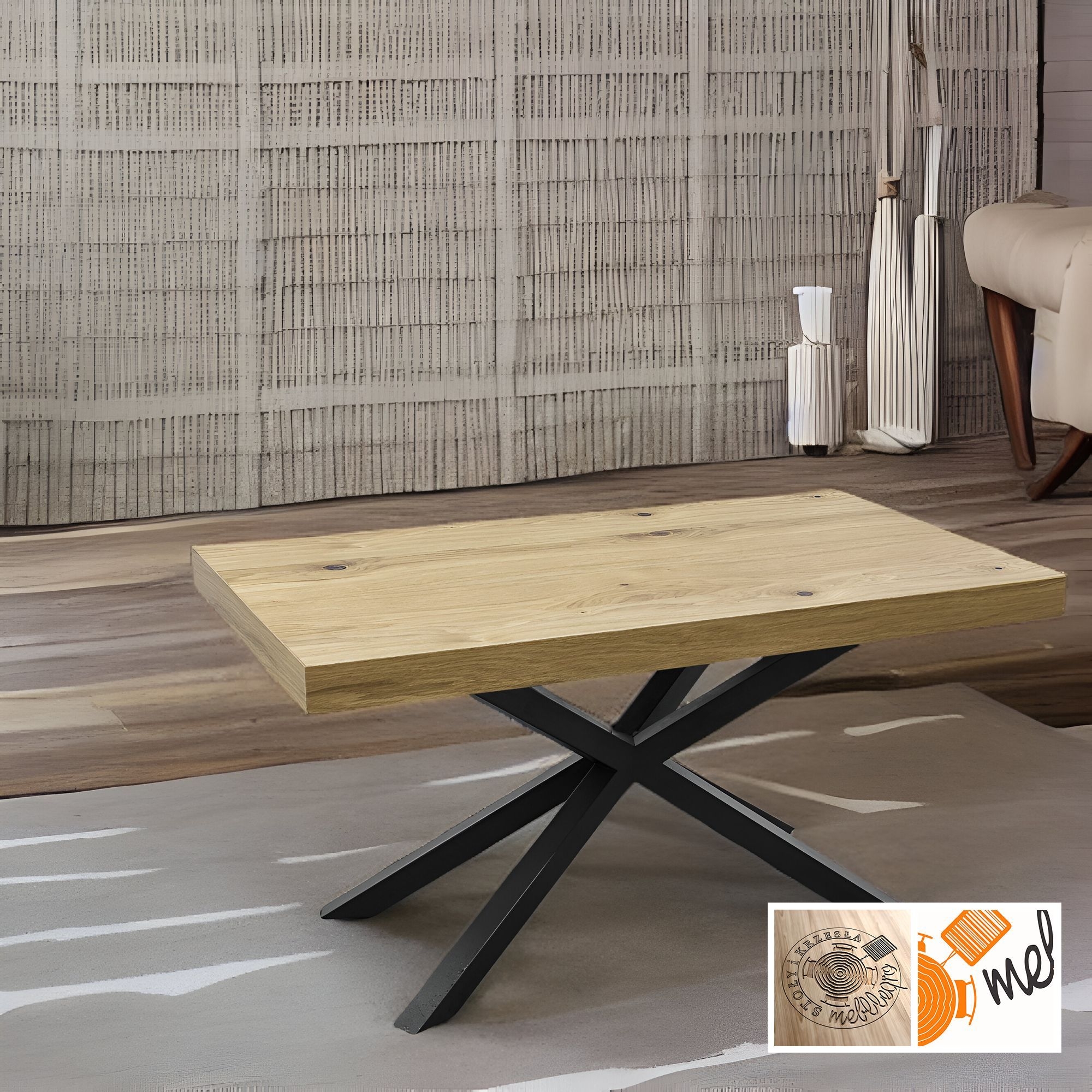 Mały stolik Pająk kawowy ŁS2 z metalowymi nogami - obrazek 2