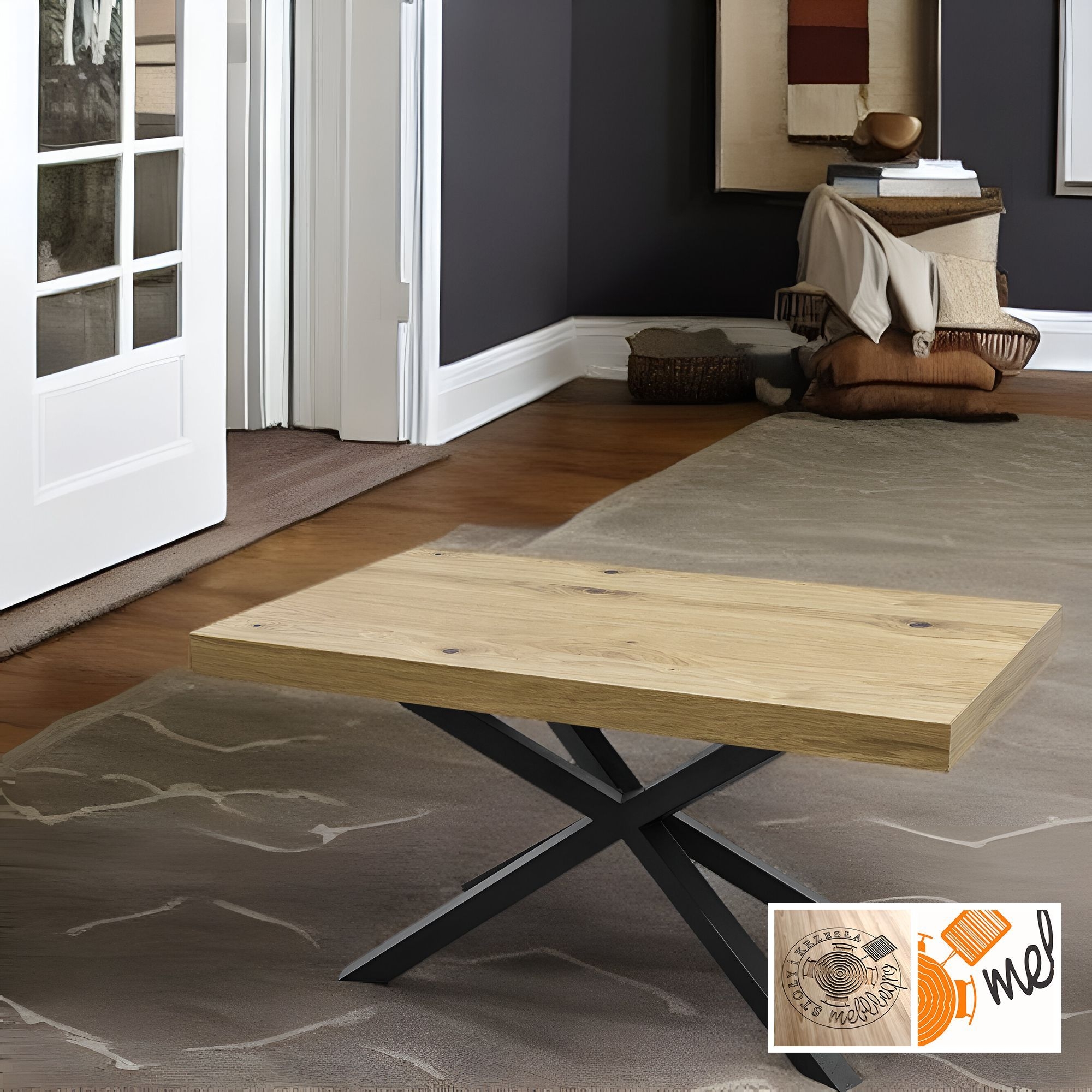 Mały stolik Pająk kawowy ŁS2 z metalowymi nogami - obrazek 5