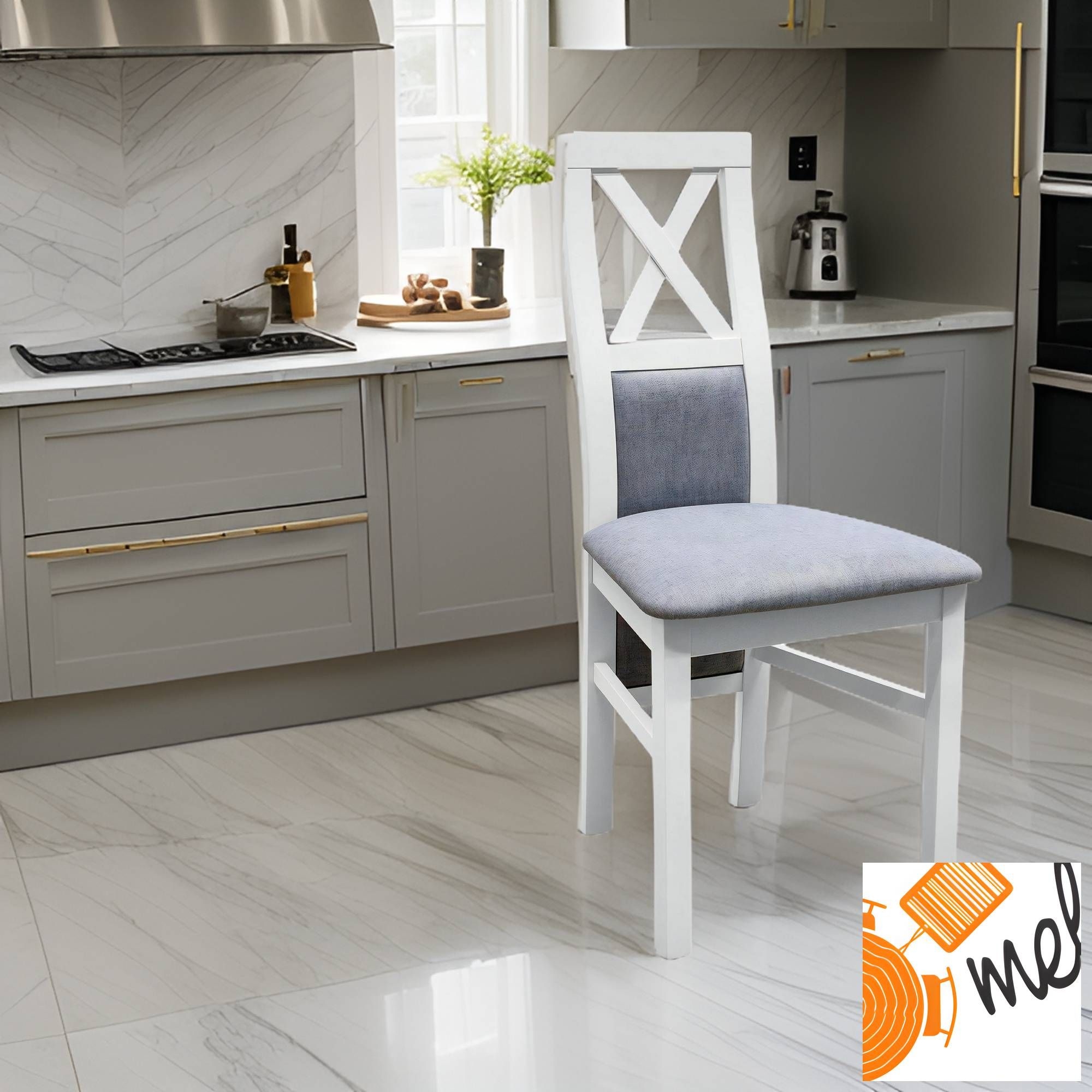 Białe Krzesło K148 Drewniane Wysokie Oparcie X - obrazek 2