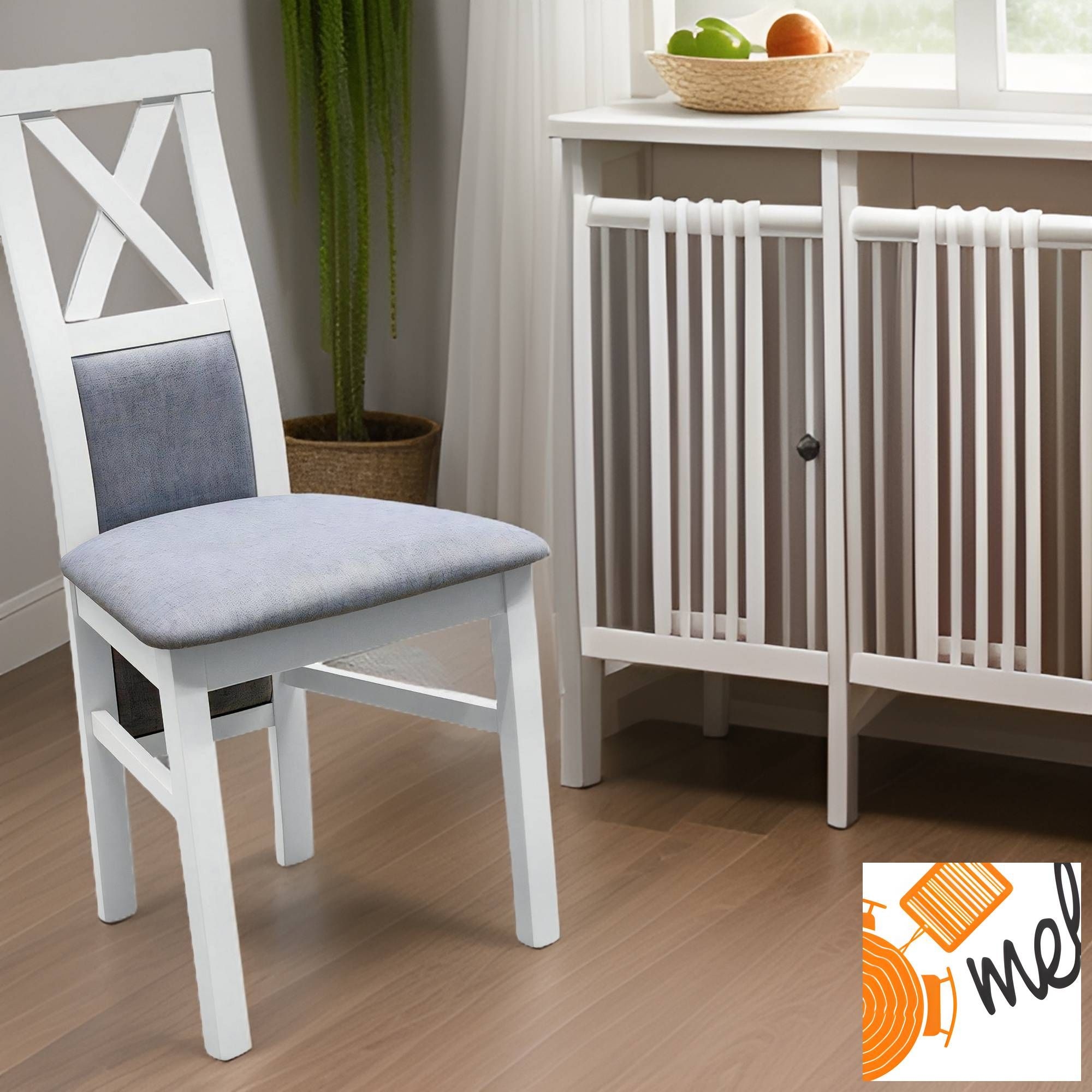 Białe Krzesło K148 Drewniane Wysokie Oparcie X - obrazek 3