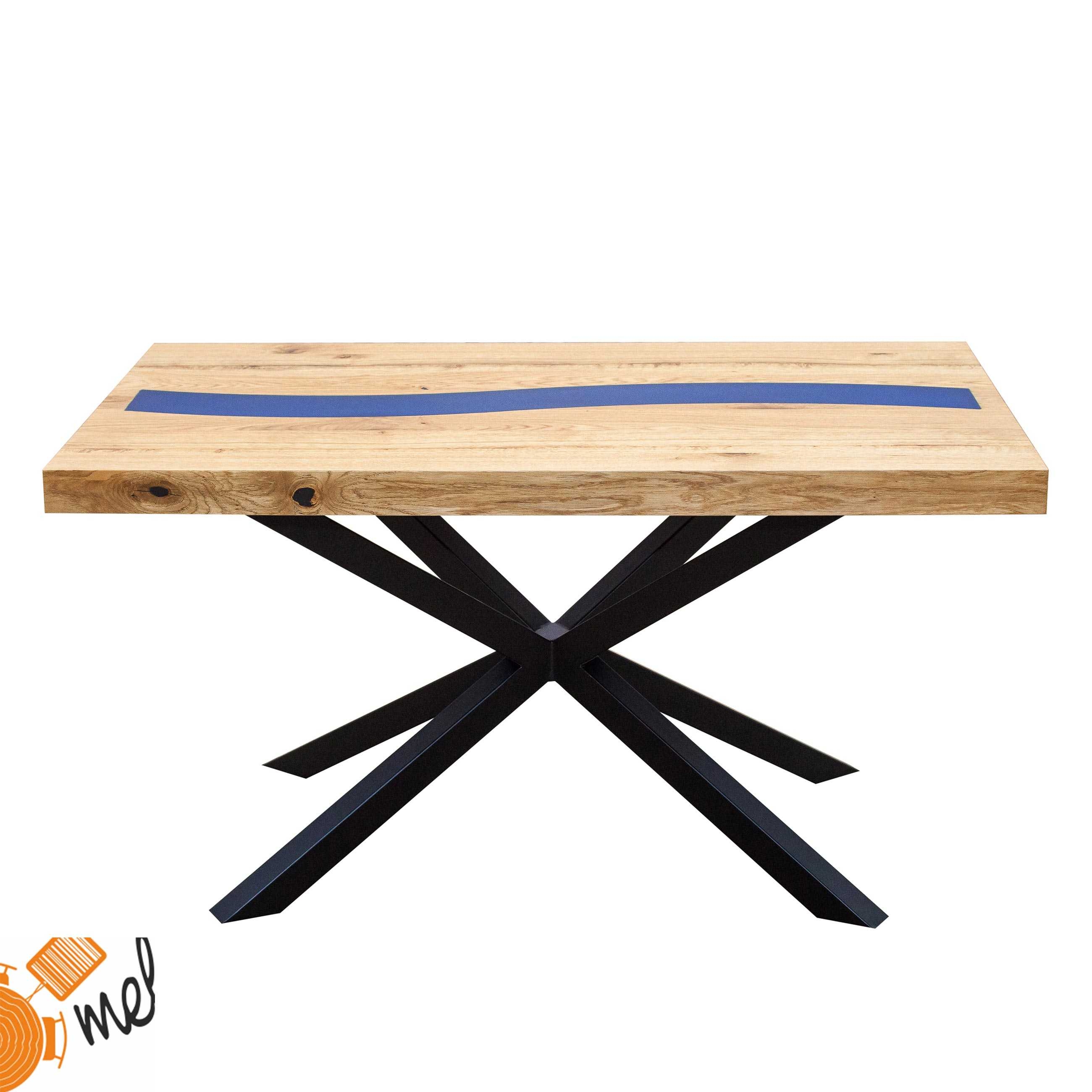 Stolik mały Pająk z żywicą Ł09 drewno metal