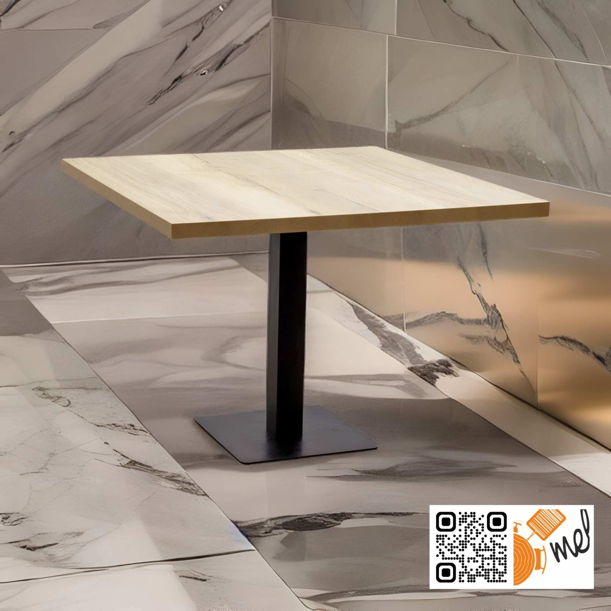 Kwadratowy Stolik S44 Na Jednej Nodze z Metalu - obrazek 2