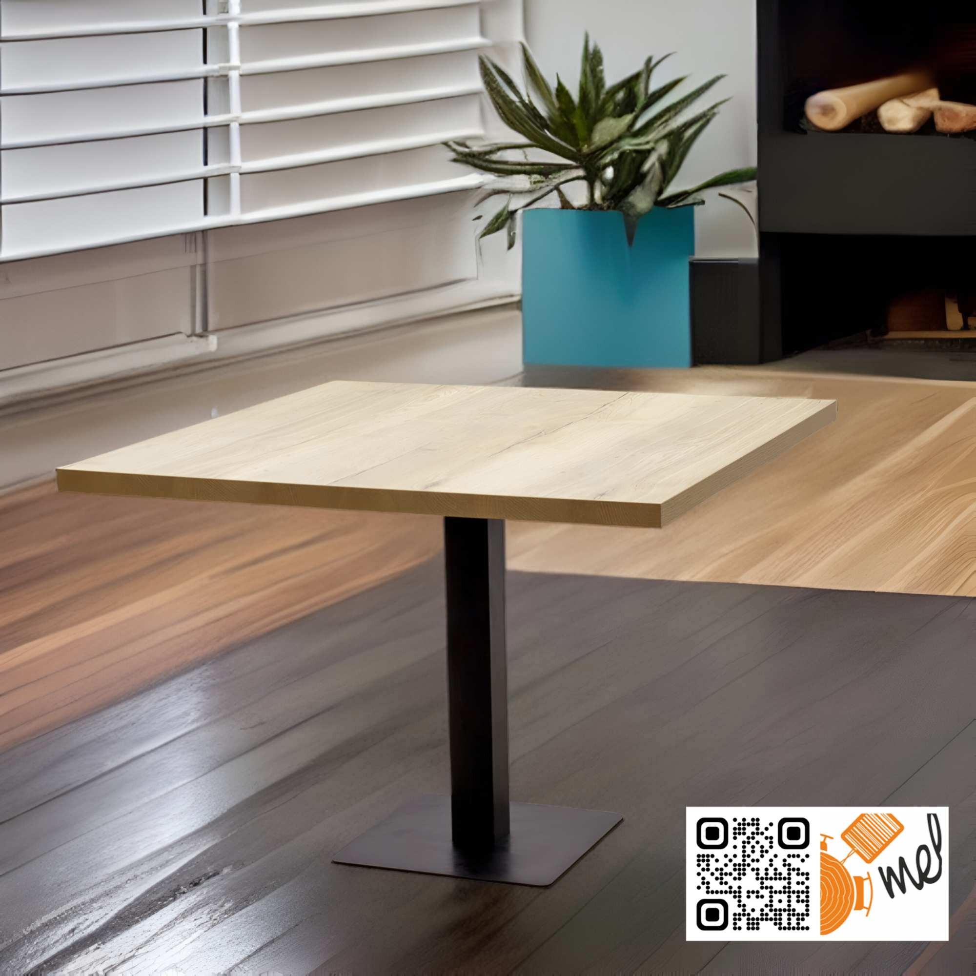 Kwadratowy Stolik S44 Na Jednej Nodze z Metalu - obrazek 3