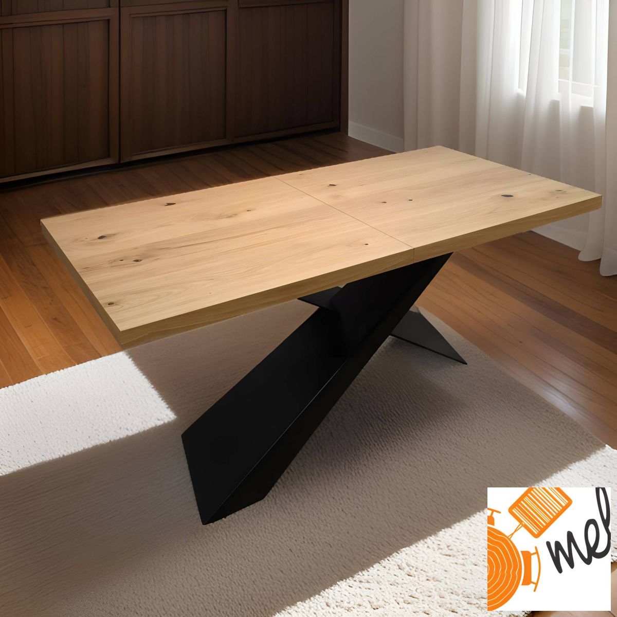 Industrialny stół rozkładany loftowy – metalowa noga