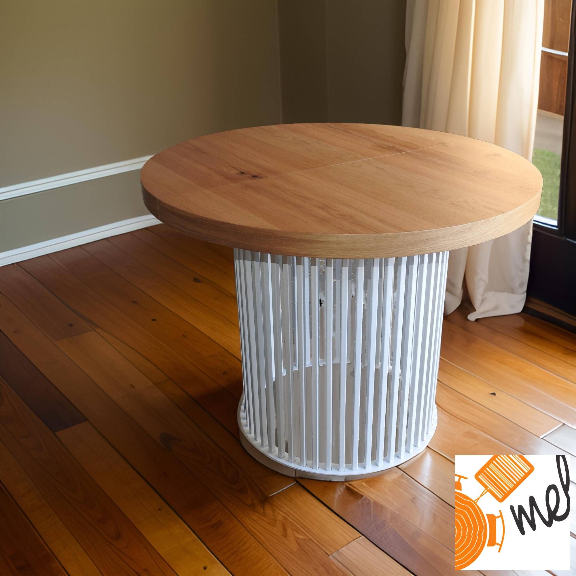 Stół rozkładany okrągły w stylu loft – czarne metalowe nogi koszyk - model S90 - obrazek 3