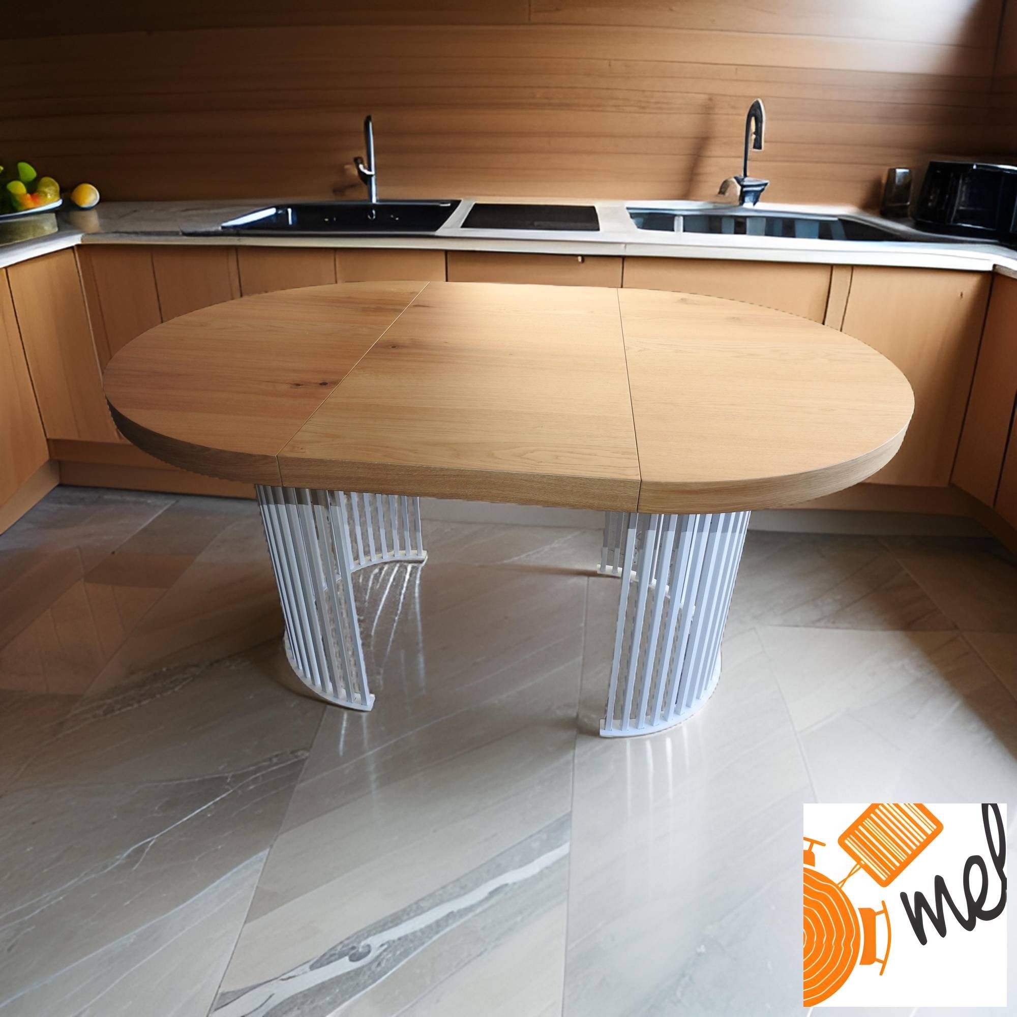 Stół rozkładany okrągły w stylu loft – czarne metalowe nogi koszyk - model S90 - obrazek 4