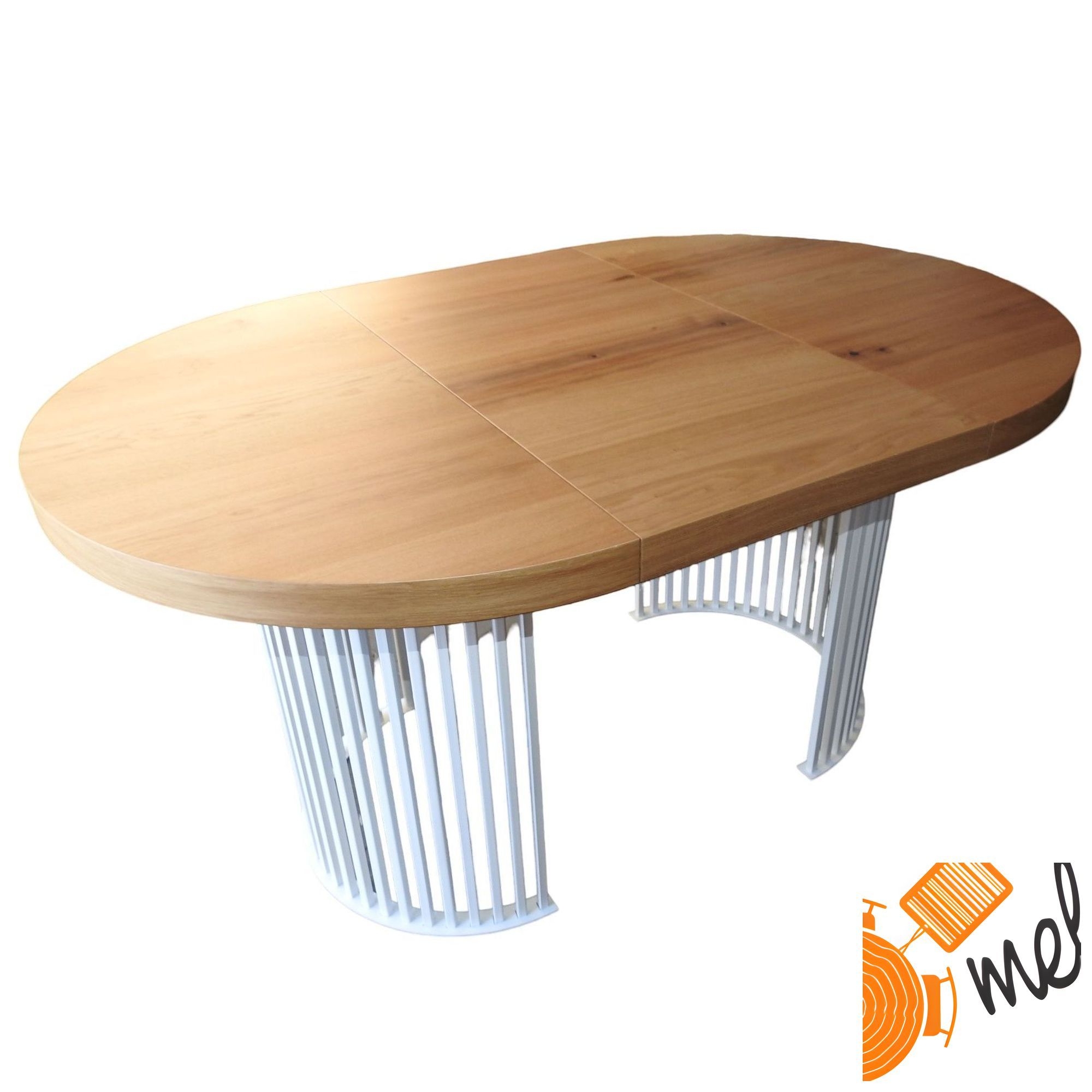 Stół rozkładany okrągły w stylu loft – metalowa noga pod kątem typu kosz - model S89 - obrazek 3