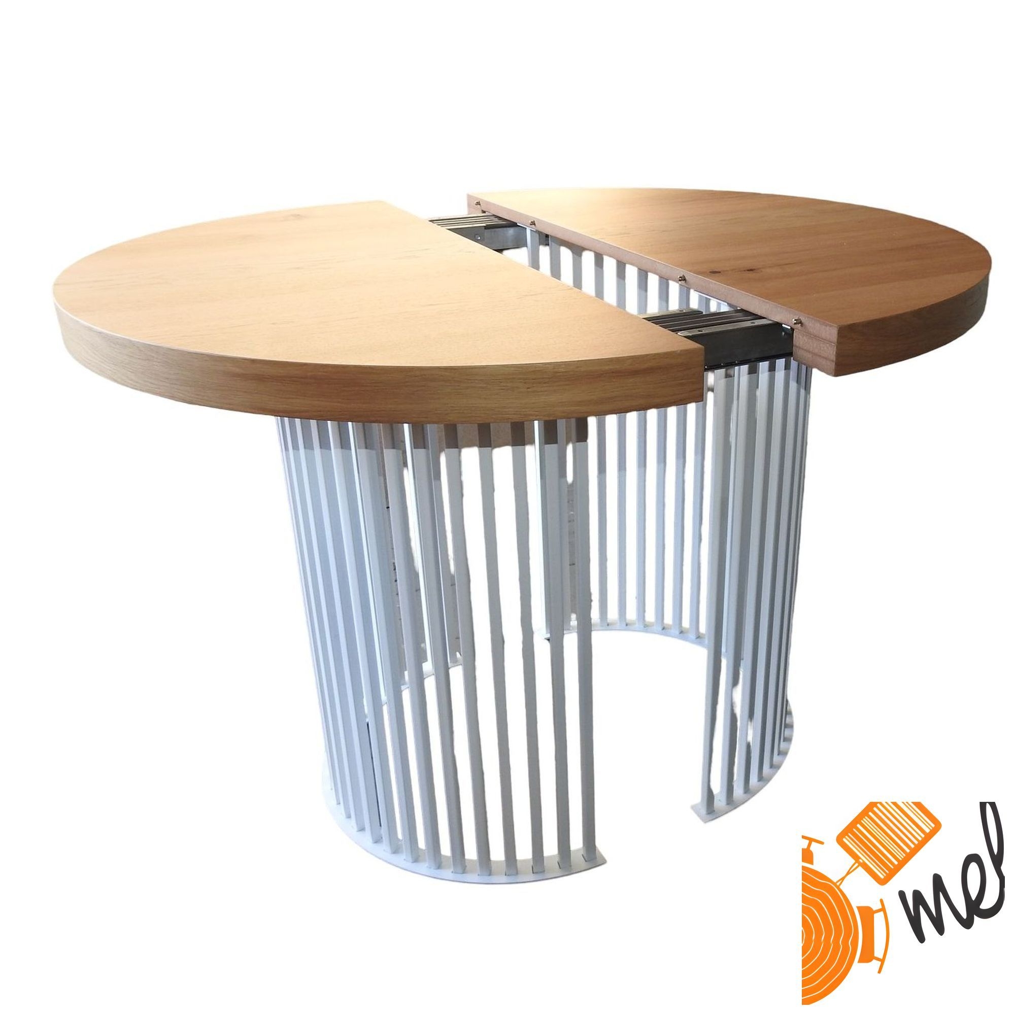 Stół rozkładany okrągły w stylu loft – metalowa noga pod kątem typu kosz - model S89 - obrazek 4